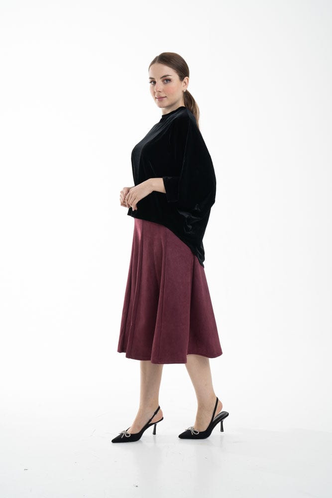 نتشي تنورة ميدي نسائية كلوش سادة