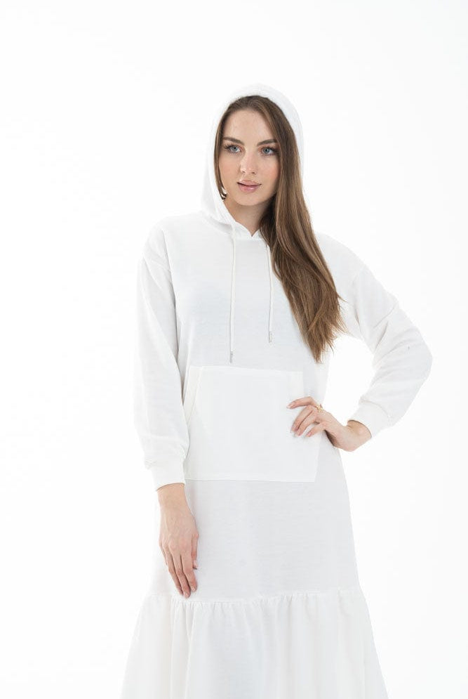 نتشي فستان ميدي بأكمام طويلة وهودي من الخلف