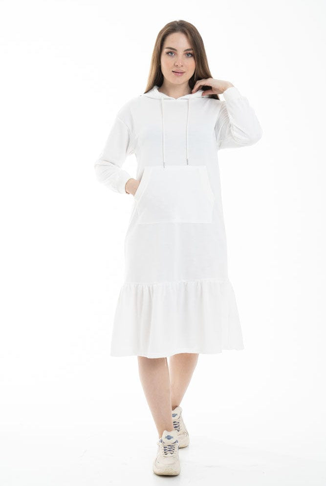 نتشي فستان ميدي بأكمام طويلة وهودي من الخلف