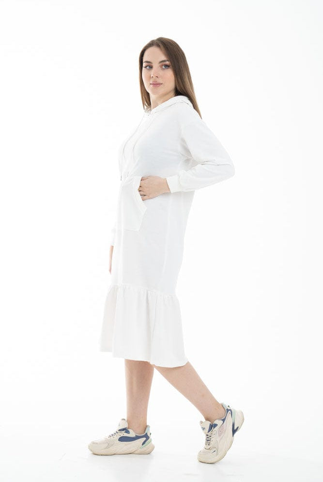 نتشي فستان ميدي بأكمام طويلة وهودي من الخلف