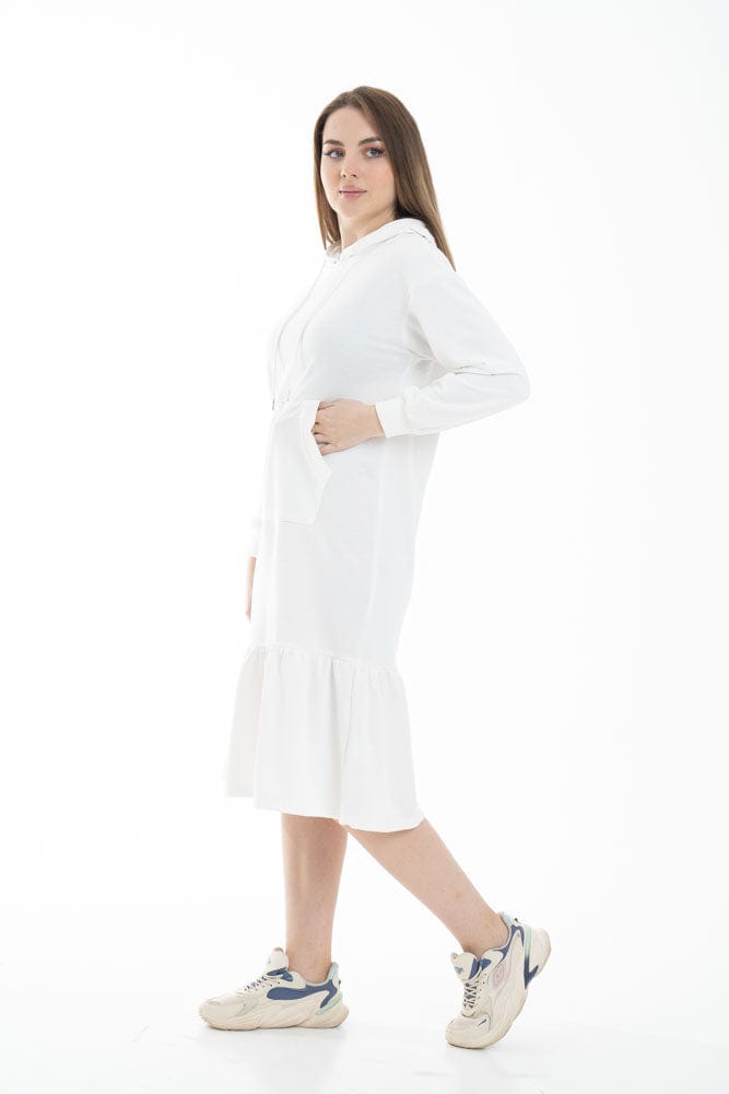 نتشي فستان ميدي بأكمام طويلة وهودي من الخلف