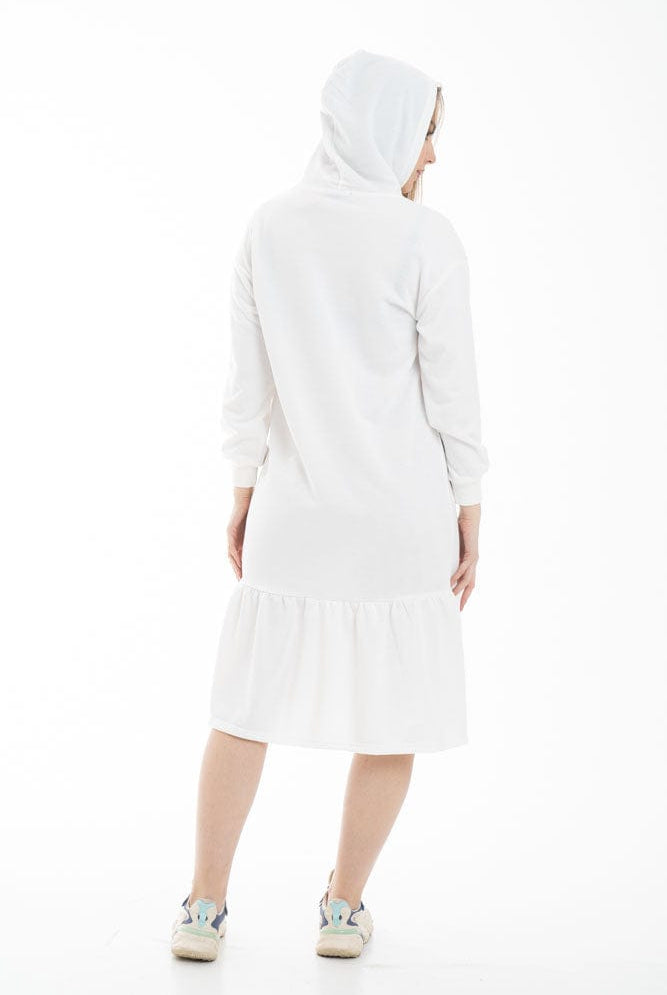 نتشي فستان ميدي بأكمام طويلة وهودي من الخلف