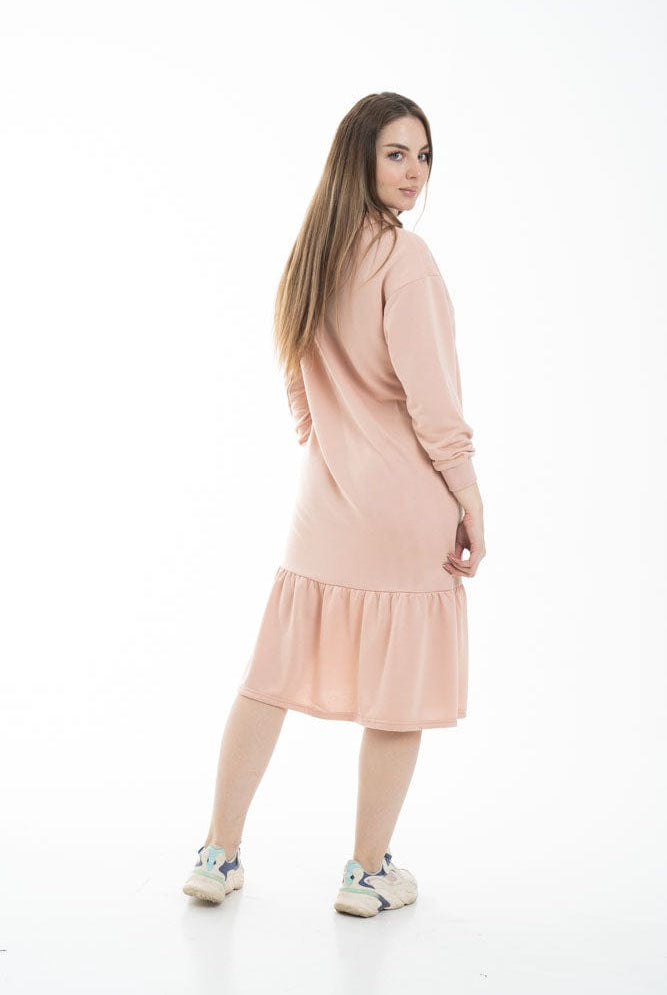 نتشي فستان ميدي بأكمام طويلة وهودي من الخلف