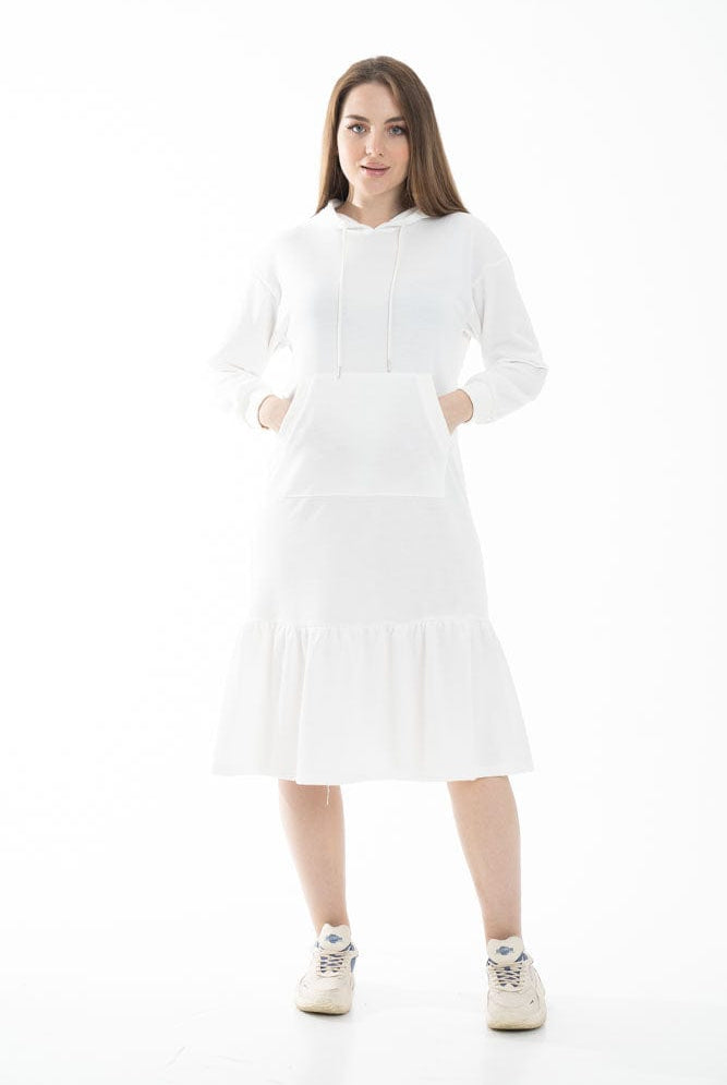 نتشي فستان ميدي بأكمام طويلة وهودي من الخلف