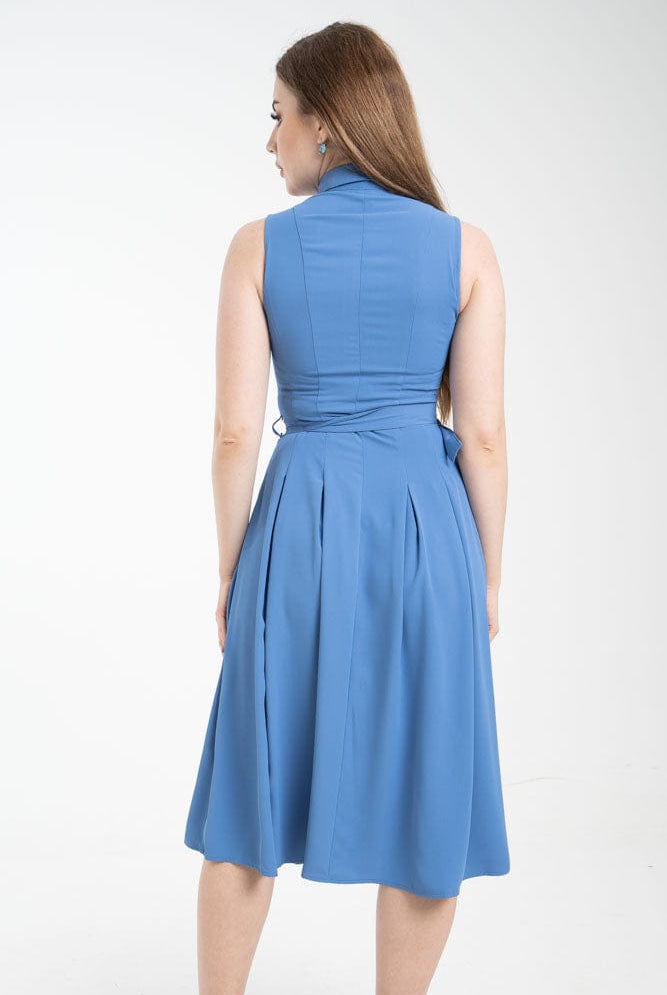 نتشي فستان ميدي بدون أكمام بأزرار أمامية