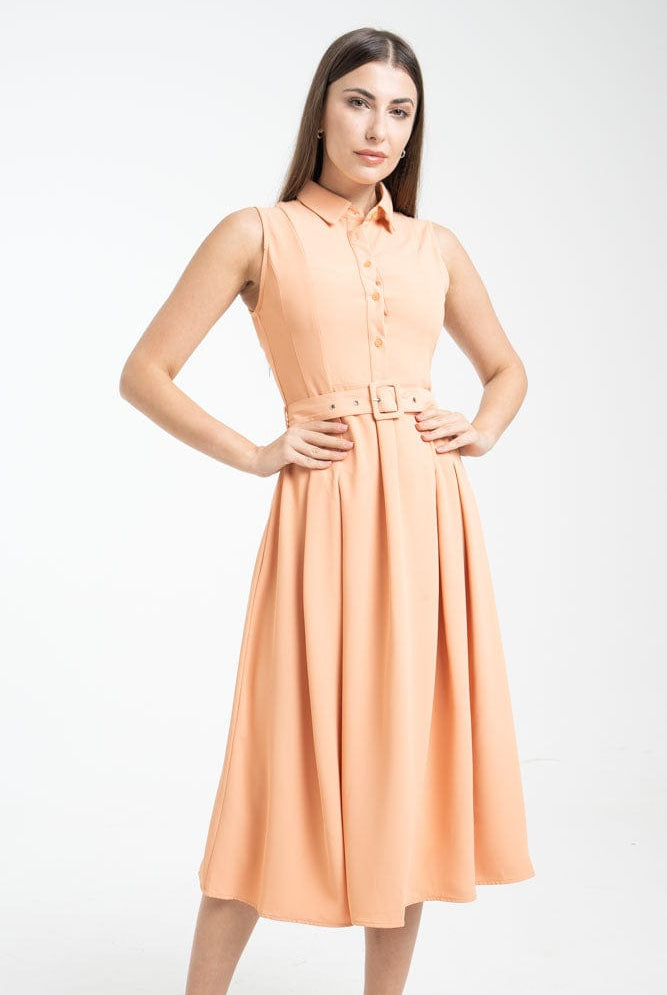 نتشي فستان ميدي بدون أكمام بأزرار أمامية