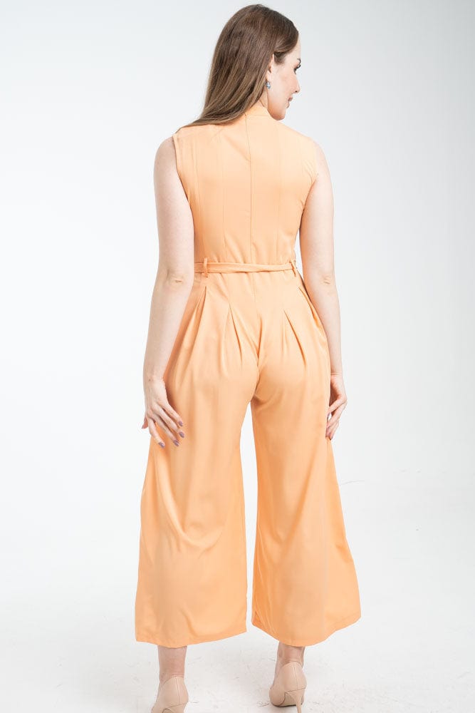 نتشي جمبسوت نسائية رسمية بدون أكمام وحزام على الخصر