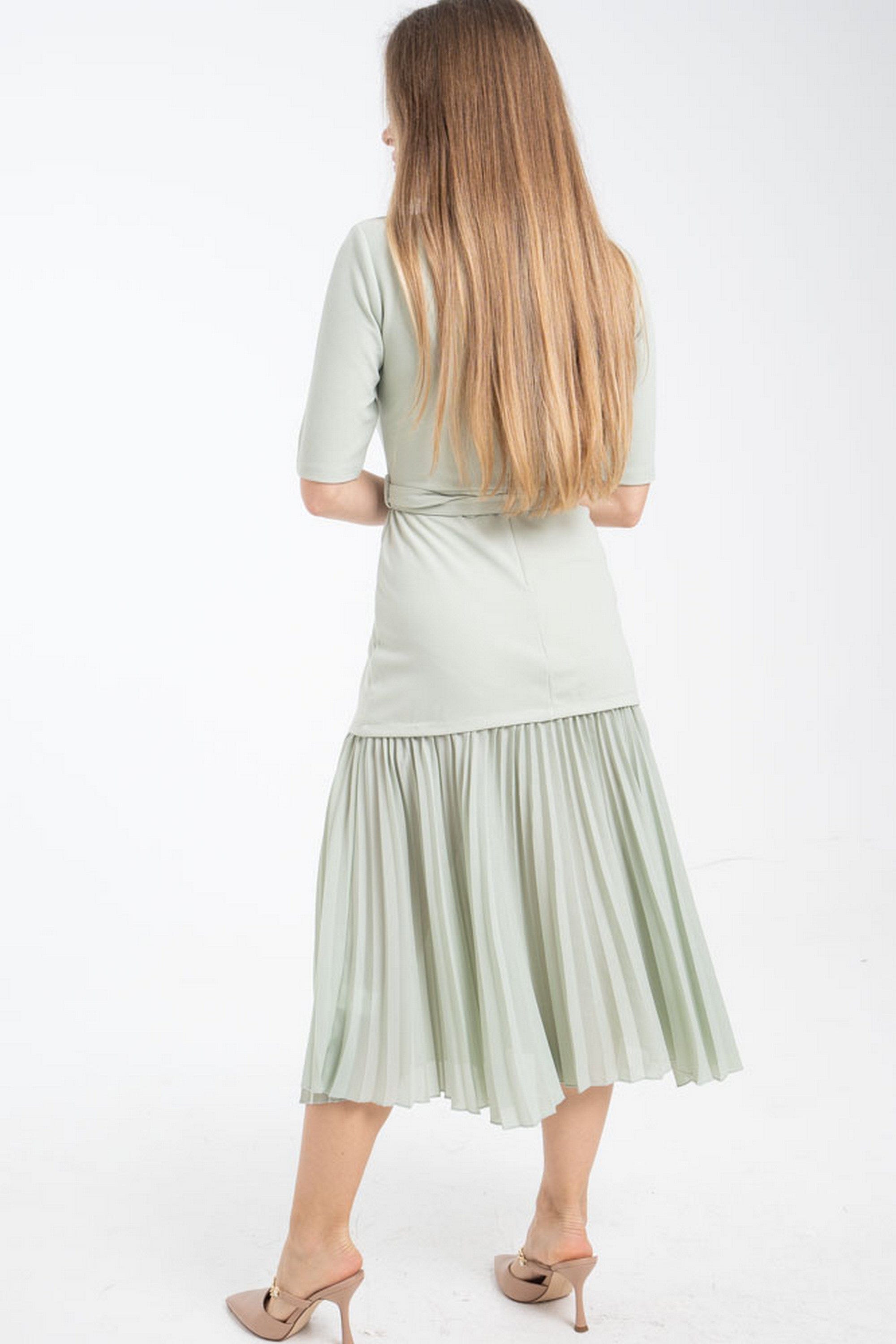 نتشي فستان ميدي نسائي مزين بليسية من الأسفل