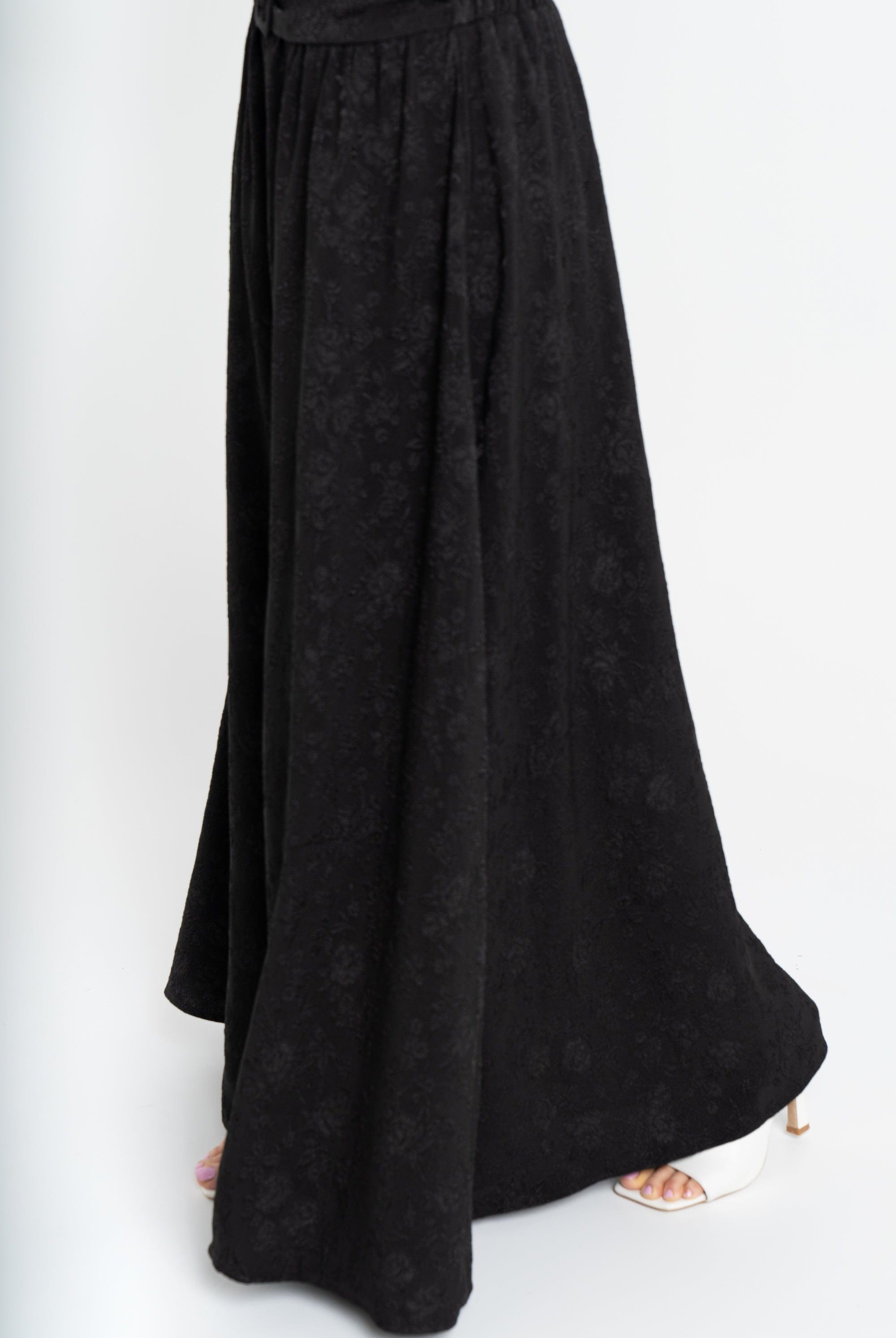 نتشي تنورة طويلة مشجرة واسعة نسائي أسود