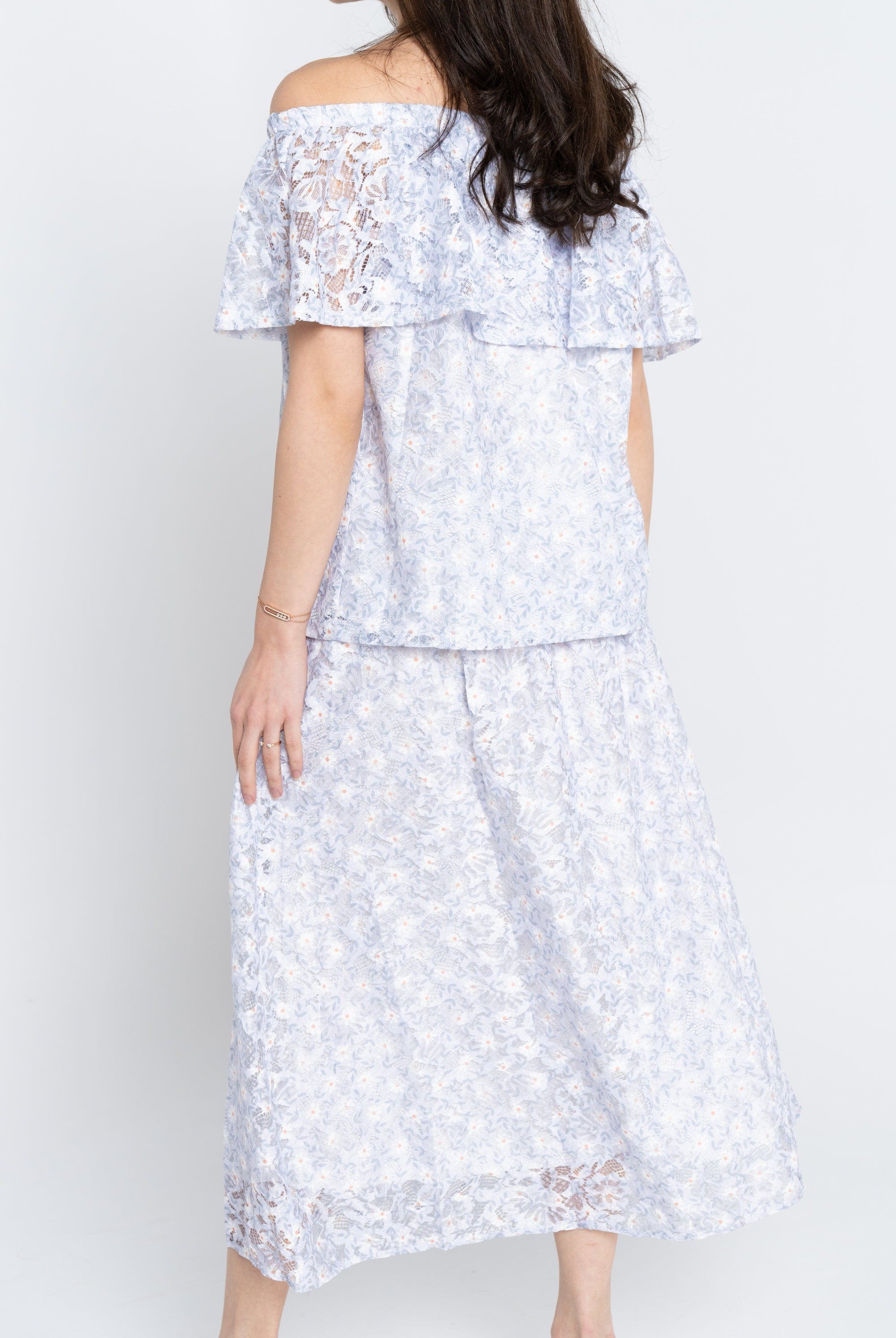 نتشي بلوزة كلاسيك أوف شولدر دانتيل مشجرة نسائي