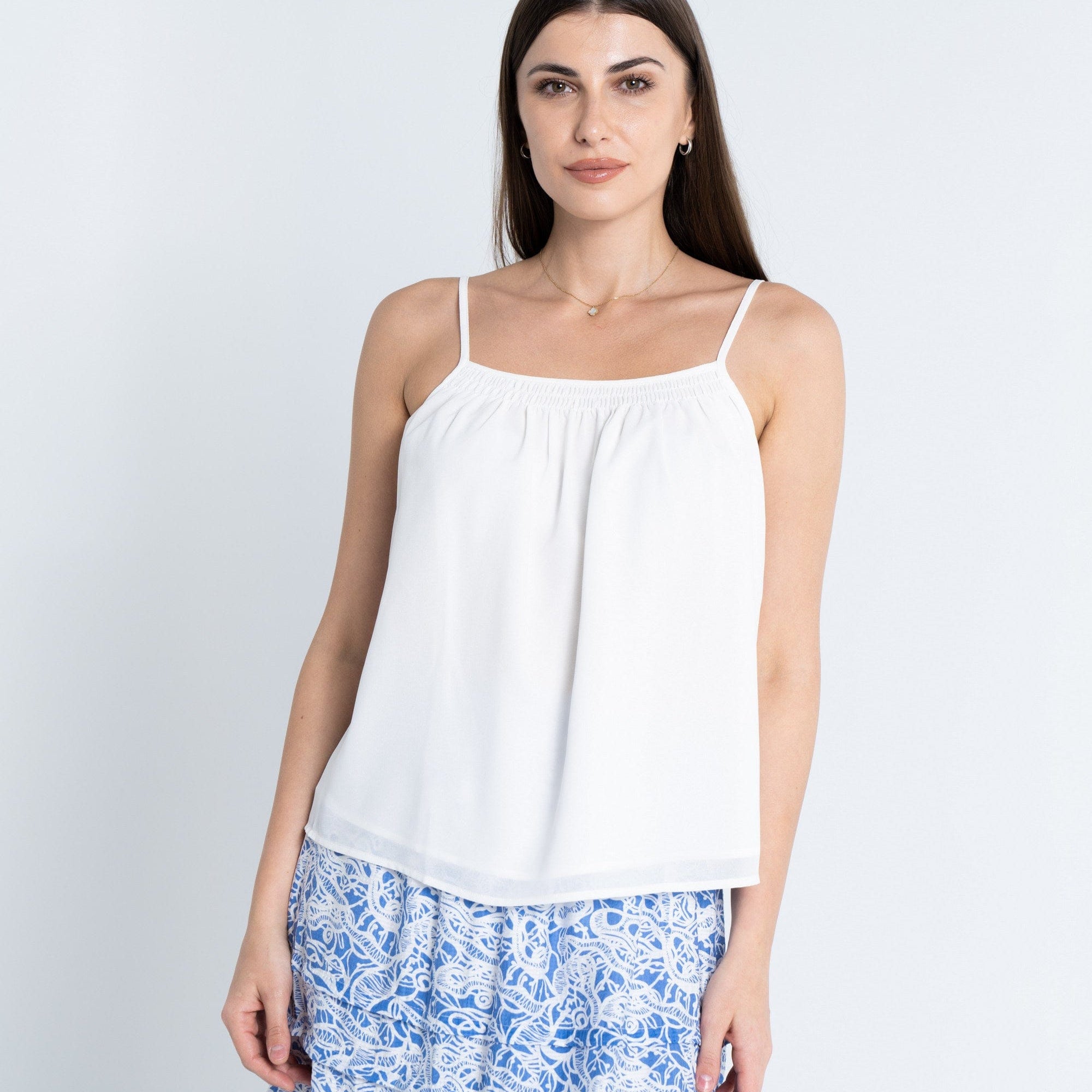 نتشي تانك توب سادة بحمالات رفيعة نسائي