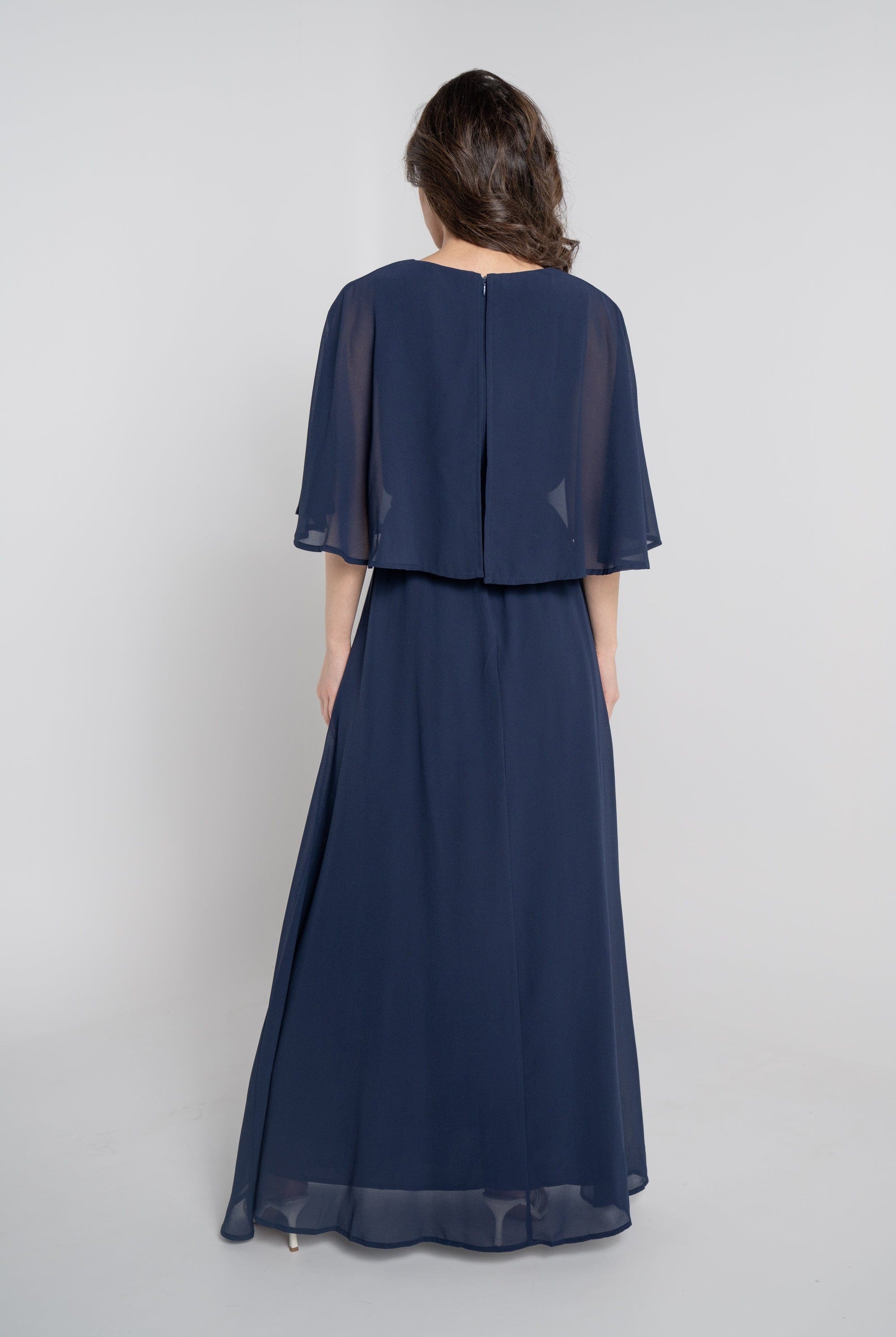 نتشي فستان طويل نص كم برباط على الخصر نسائي