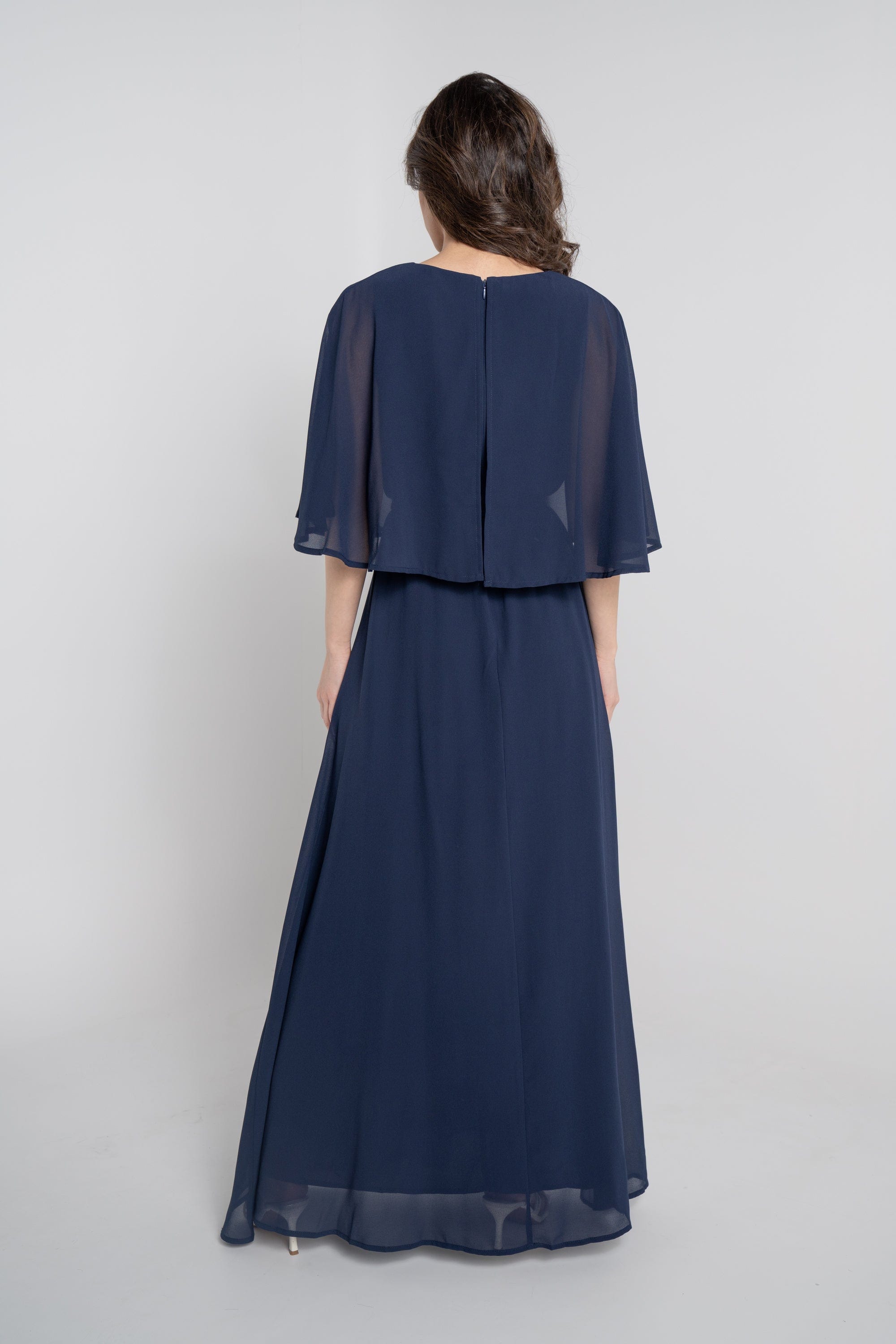 نتشي فستان طويل نص كم برباط على الخصر نسائي