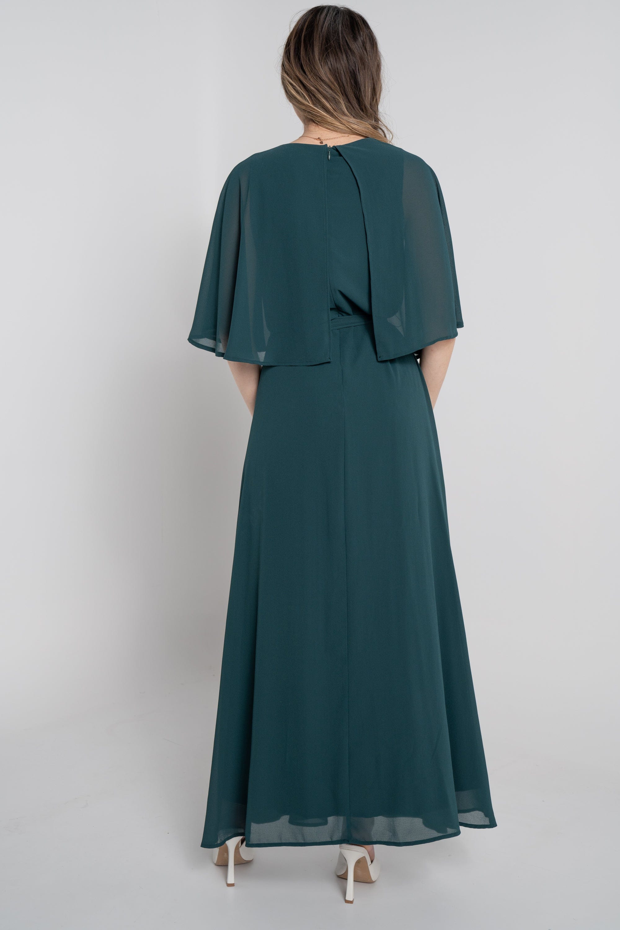 نتشي فستان طويل نص كم برباط على الخصر نسائي