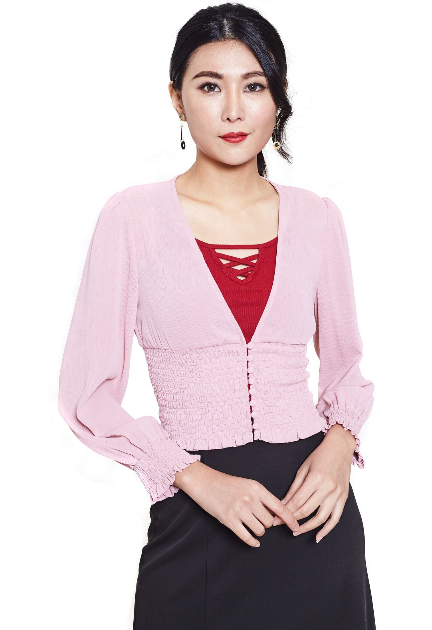 نتشي كارديجان مخصر بأزرار أمامية 3/4 كم طويل