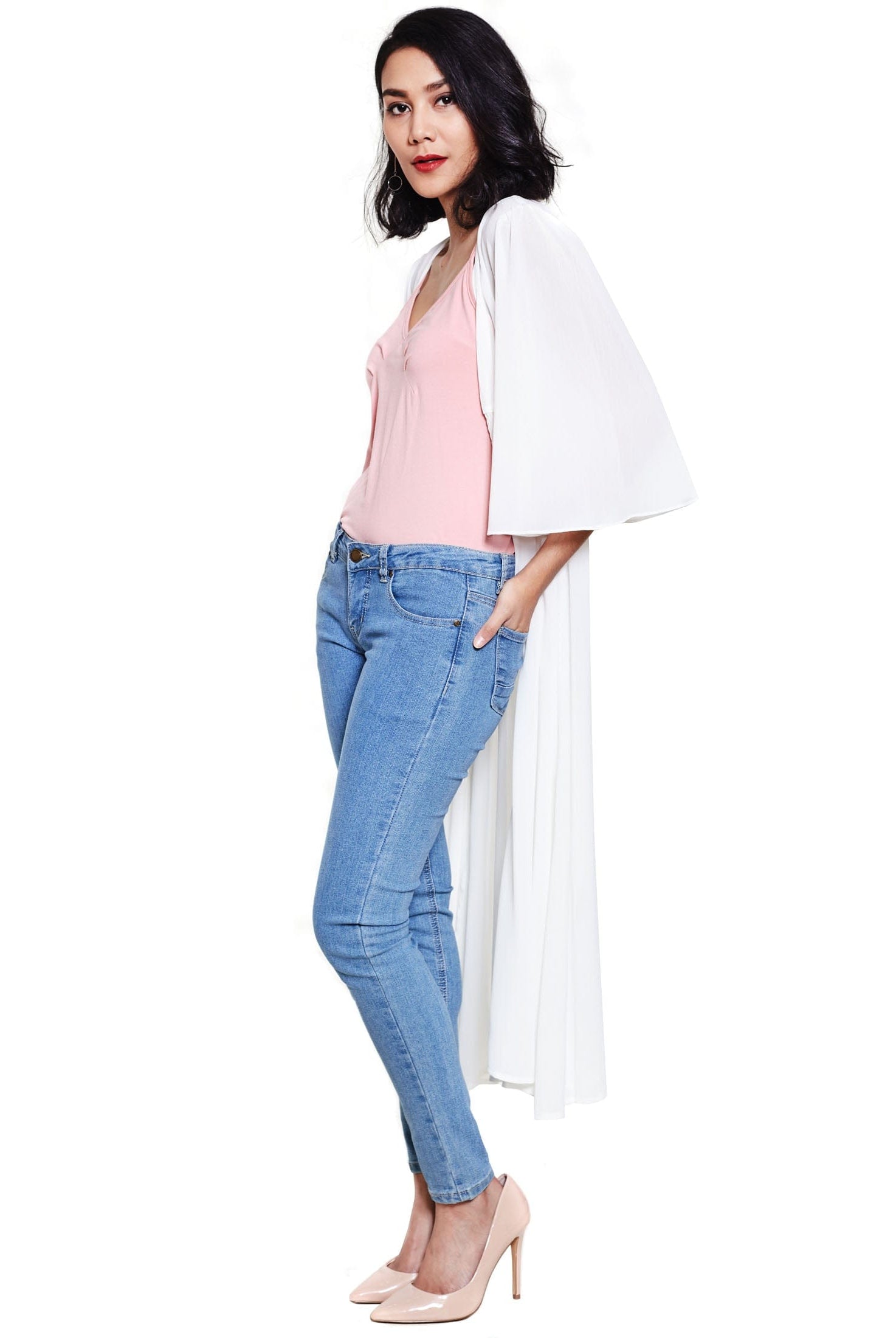 نتشي كارديجان سادة مخصر 3/4 كم واسع