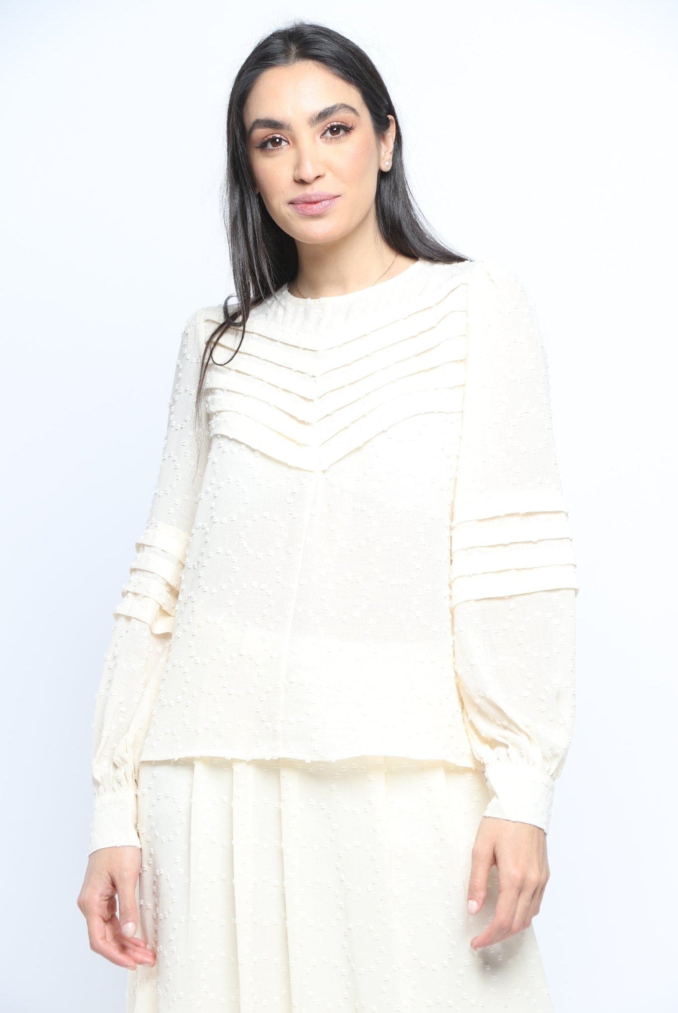 نتشي بلوزة شيفون نسائية بأكمام طويل