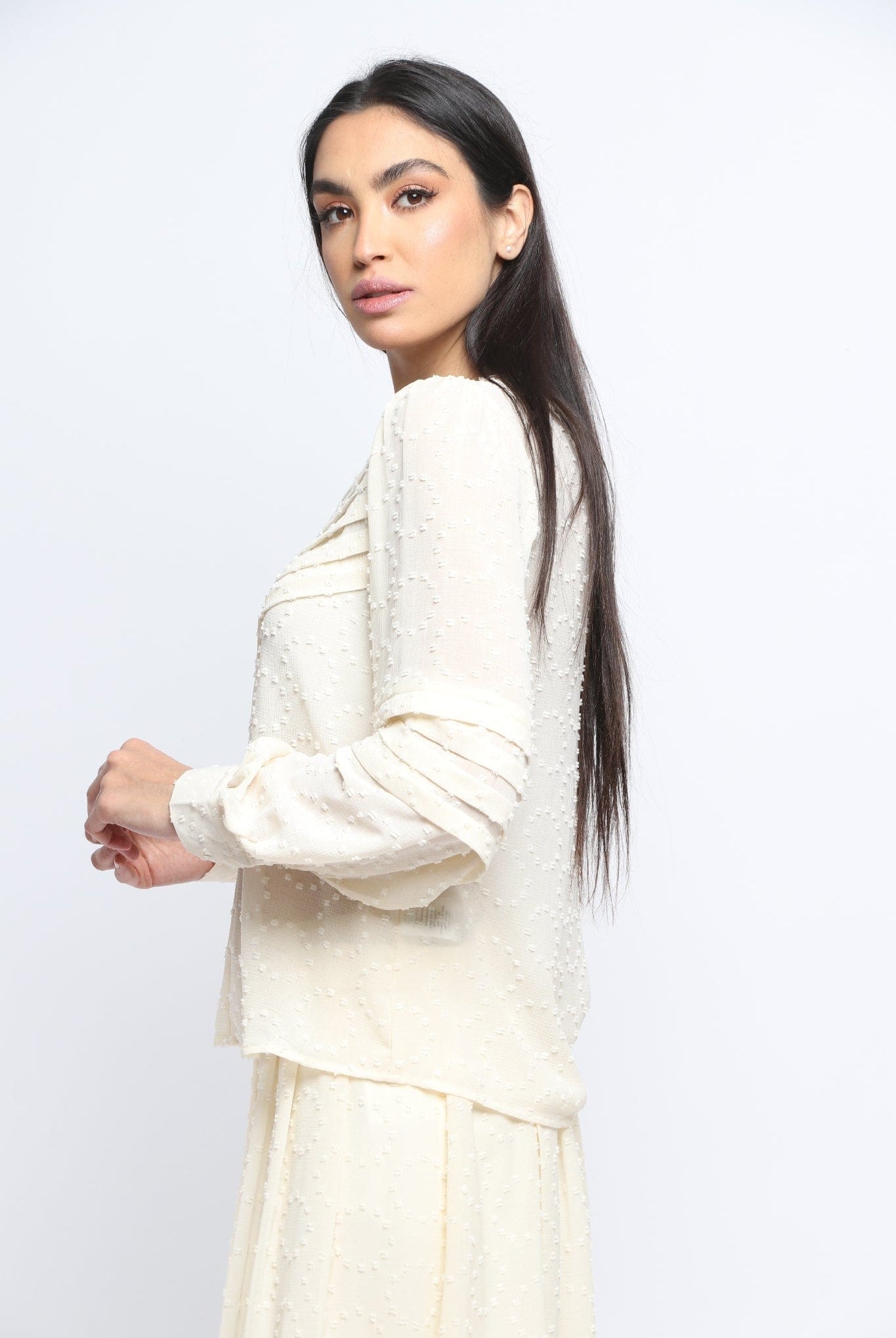 نتشي بلوزة شيفون نسائية بأكمام طويل