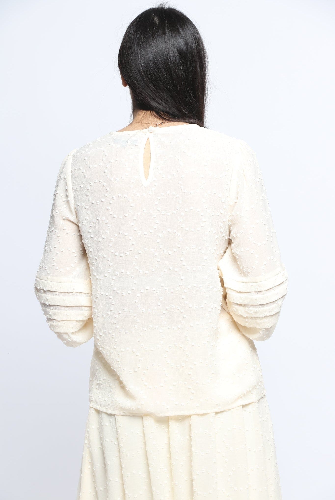 نتشي بلوزة شيفون نسائية بأكمام طويل