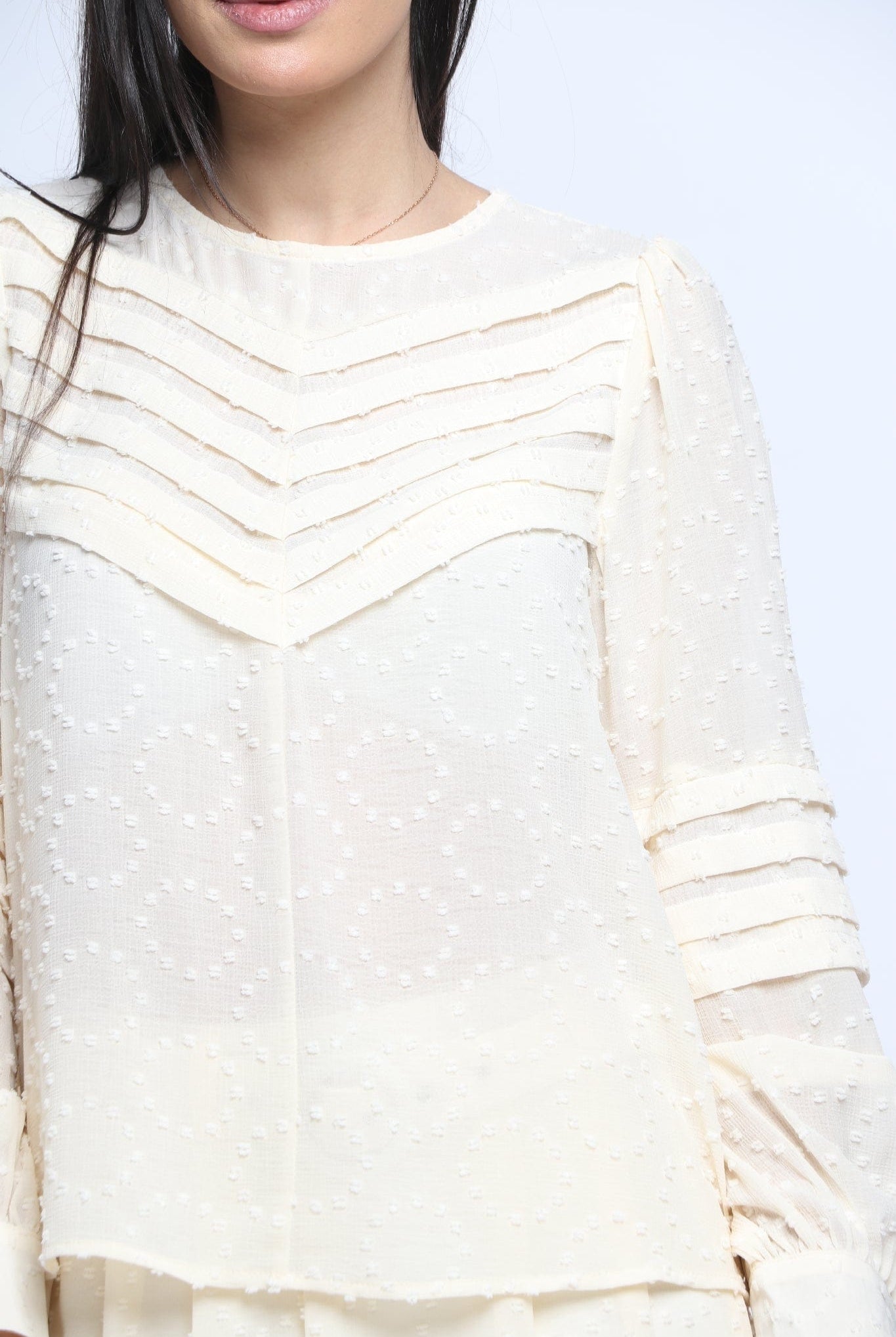 نتشي بلوزة شيفون نسائية بأكمام طويل