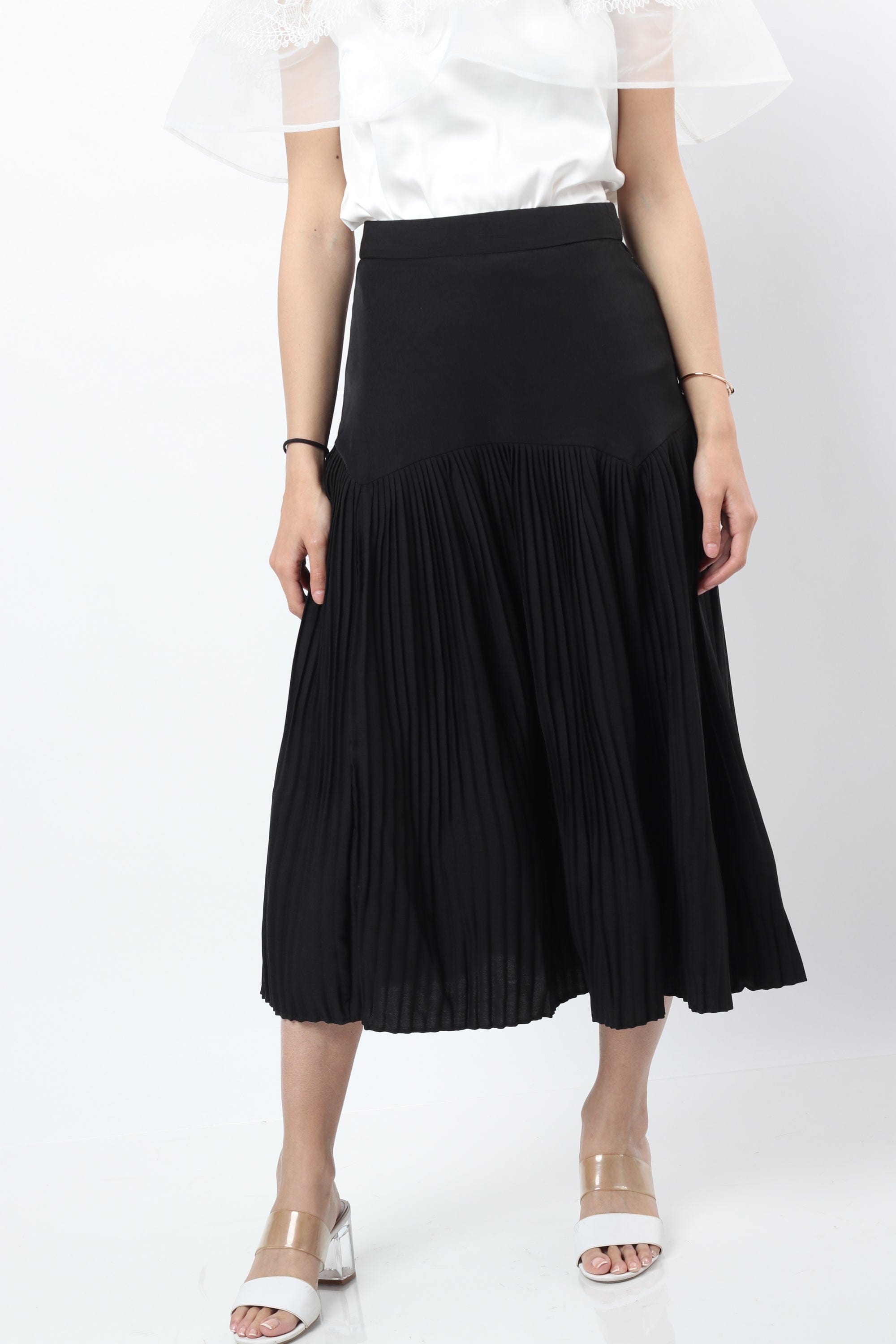 نتشي تنورة ميدي هاي ويست سادة من الخصر بيليسيه من الأسفل