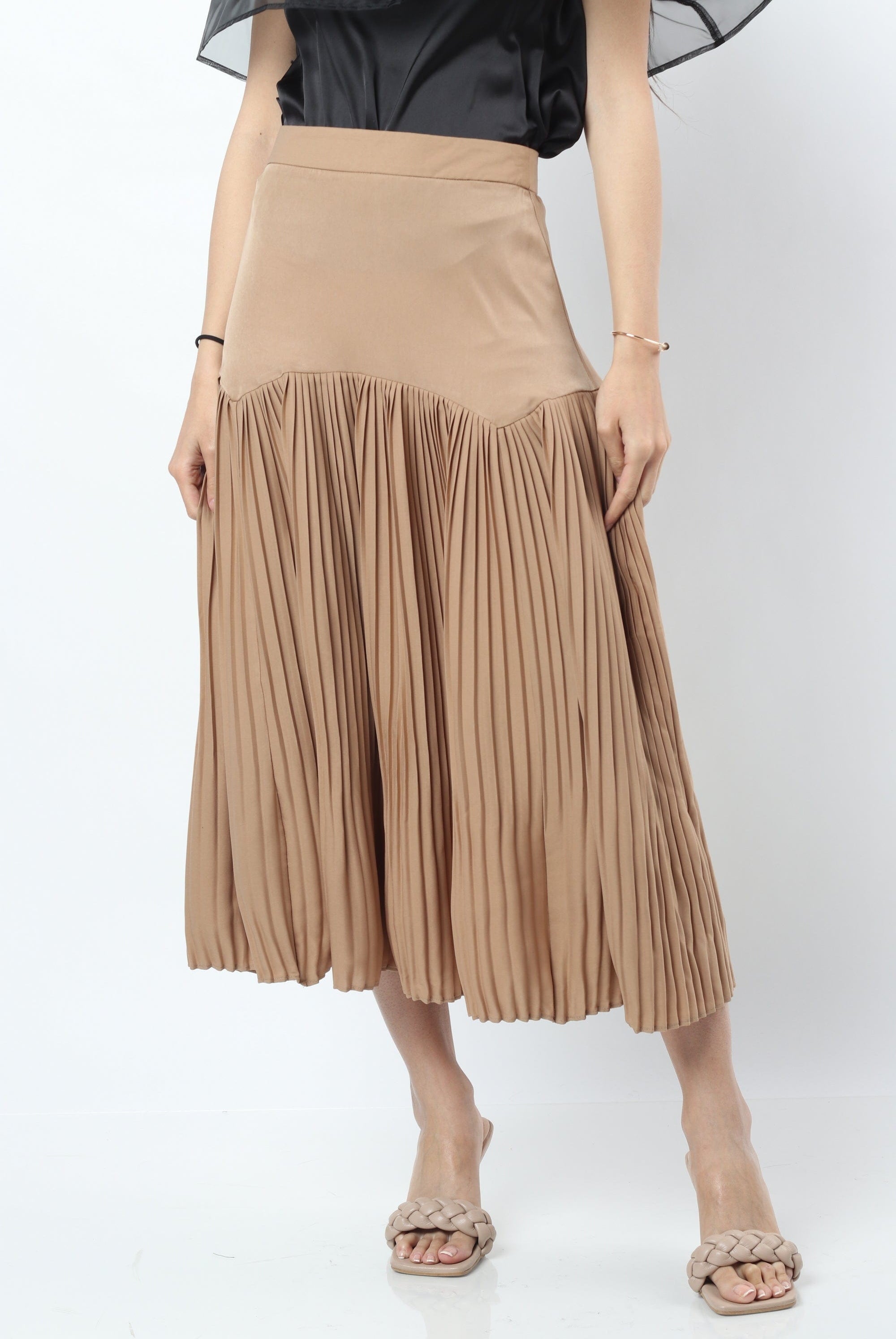 نتشي تنورة ميدي هاي ويست سادة من الخصر بيليسيه من الأسفل