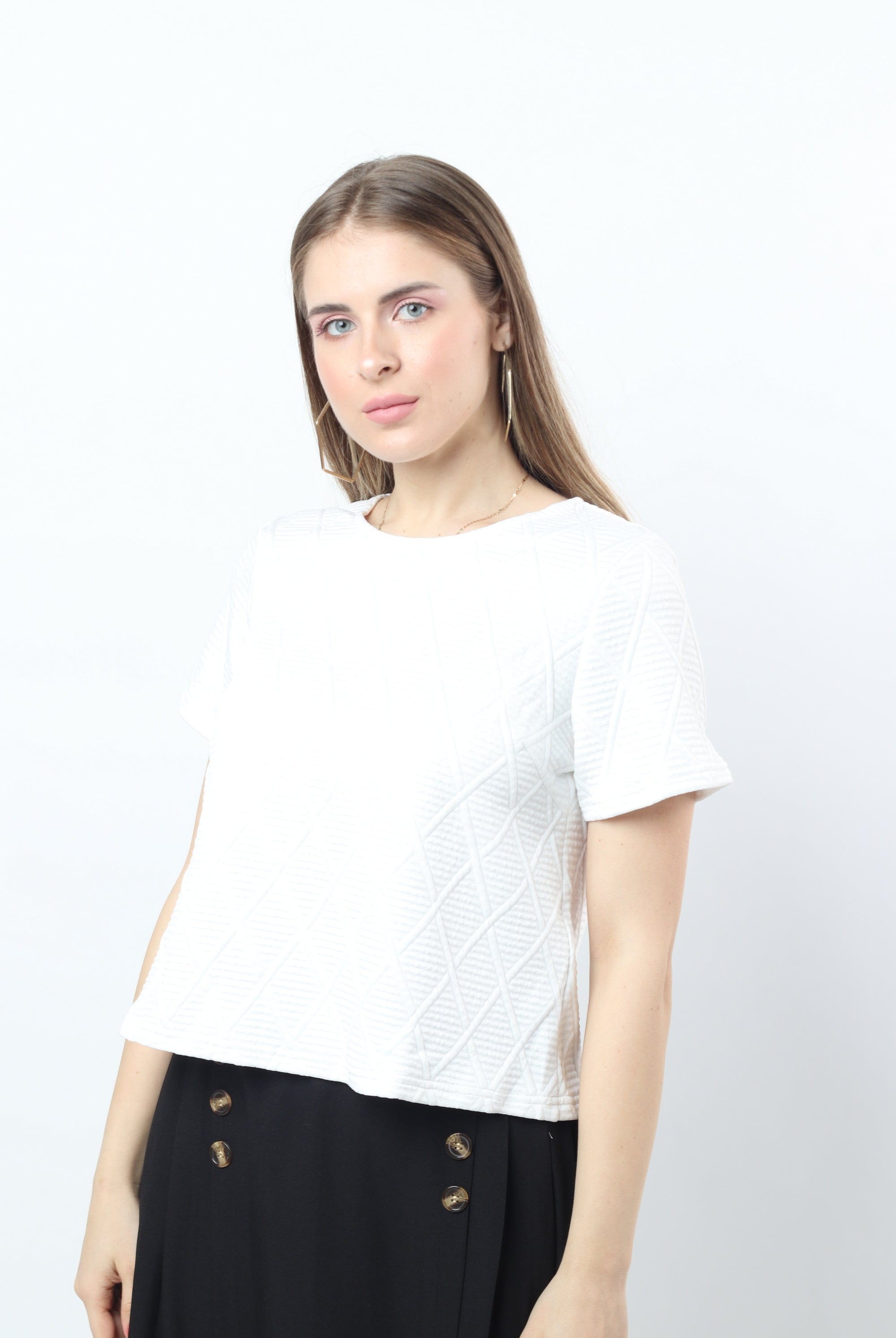 نتشي بلوزة قطن على نمط مثلثات كم قصير نسائي