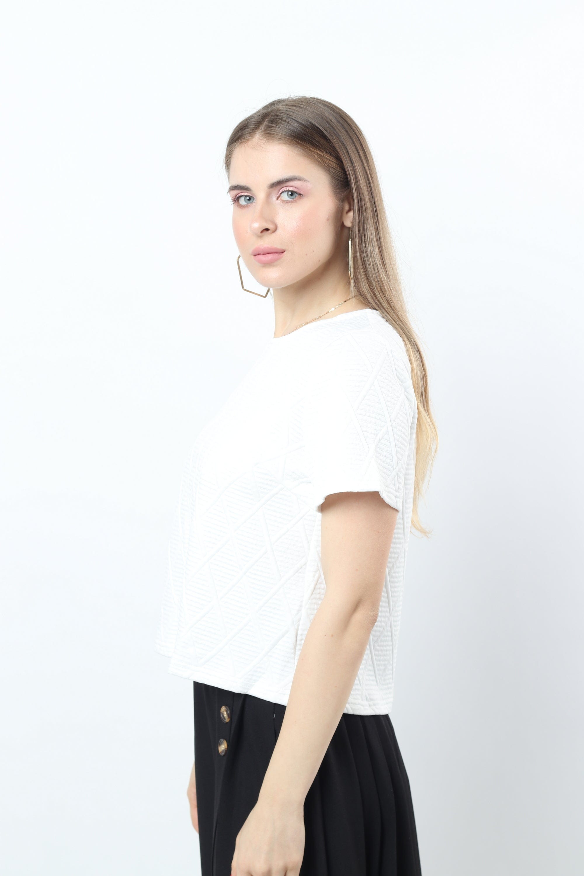 نتشي بلوزة قطن على نمط مثلثات كم قصير نسائي