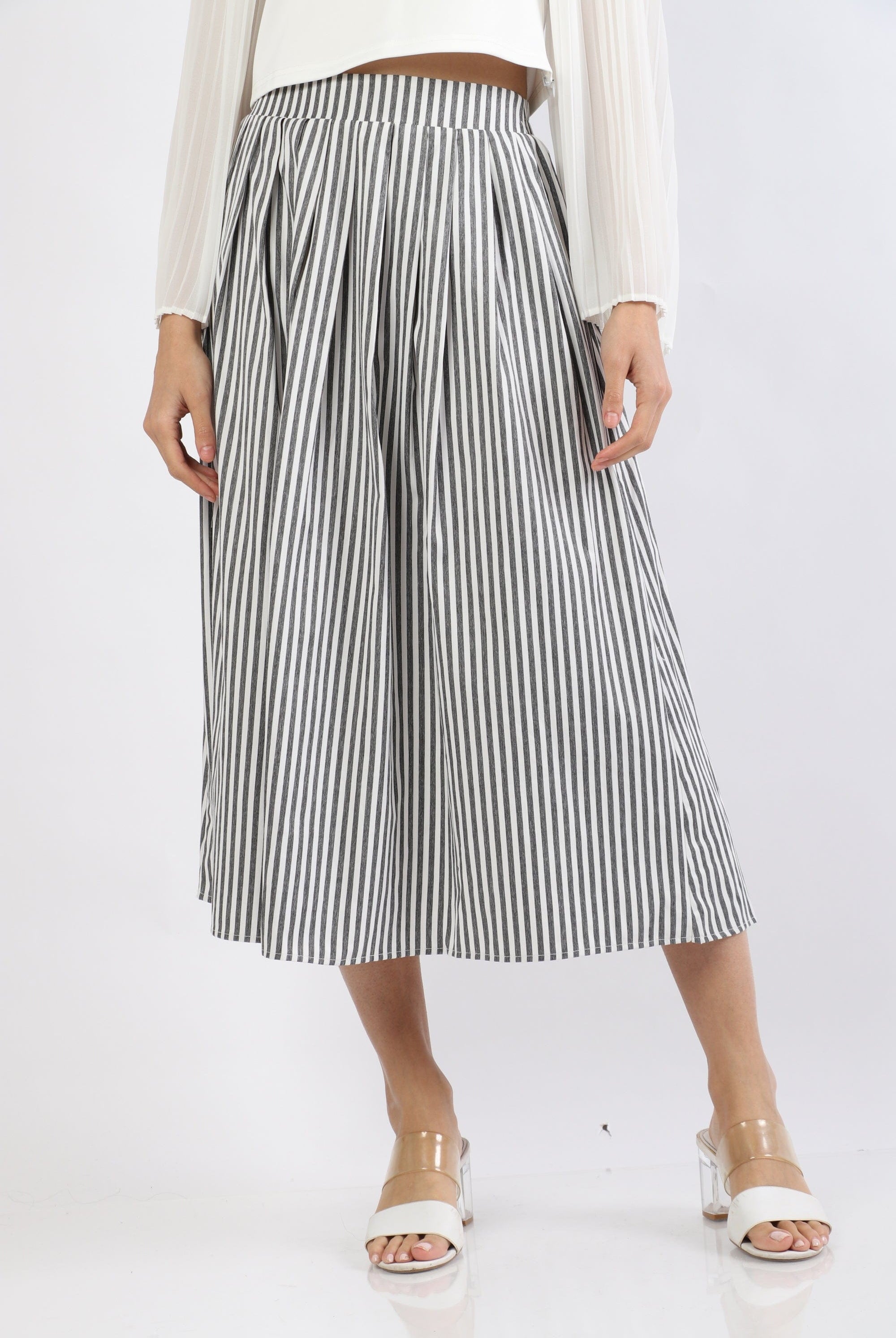 نتشي تنورة ميدي مقلمة بالطول بكسرات