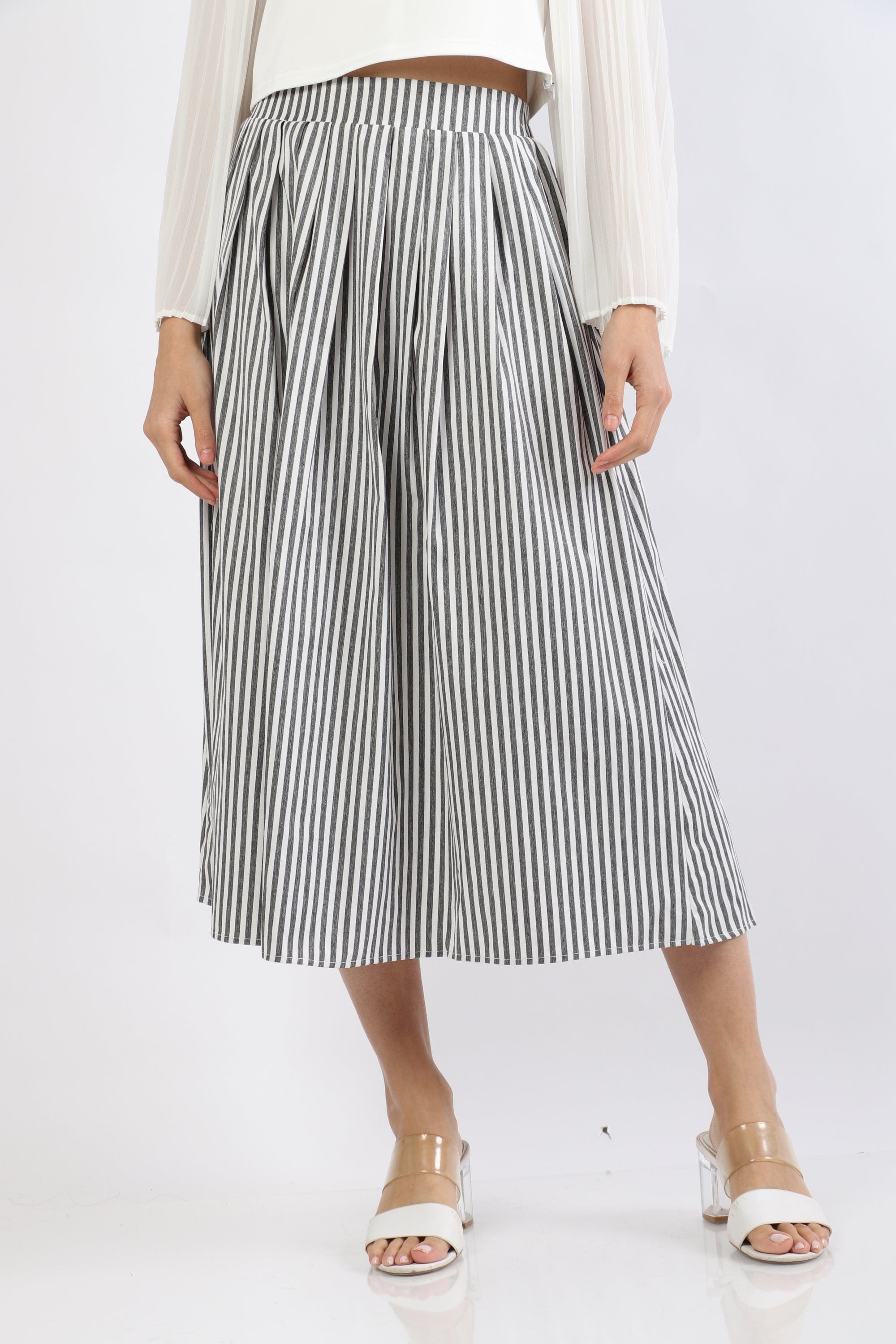 نتشي تنورة ميدي مقلمة بالطول بكسرات