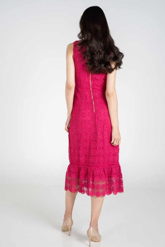 نتشي فستان ميدي سهرة دانتيل واسع من الأسفل بدون كم