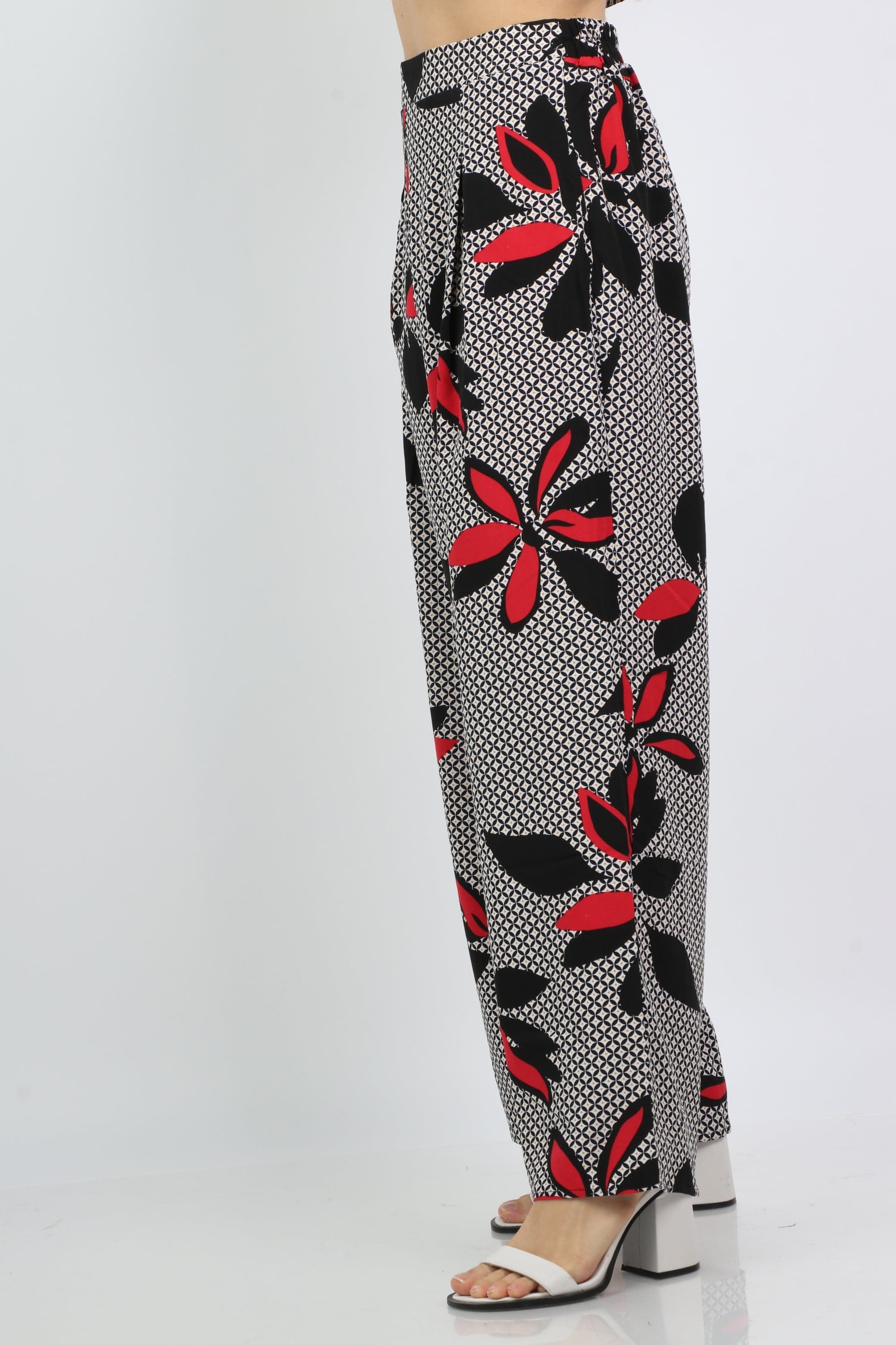 نتشي بنطلون مشجر بخصر مرتفع طويل نسائي