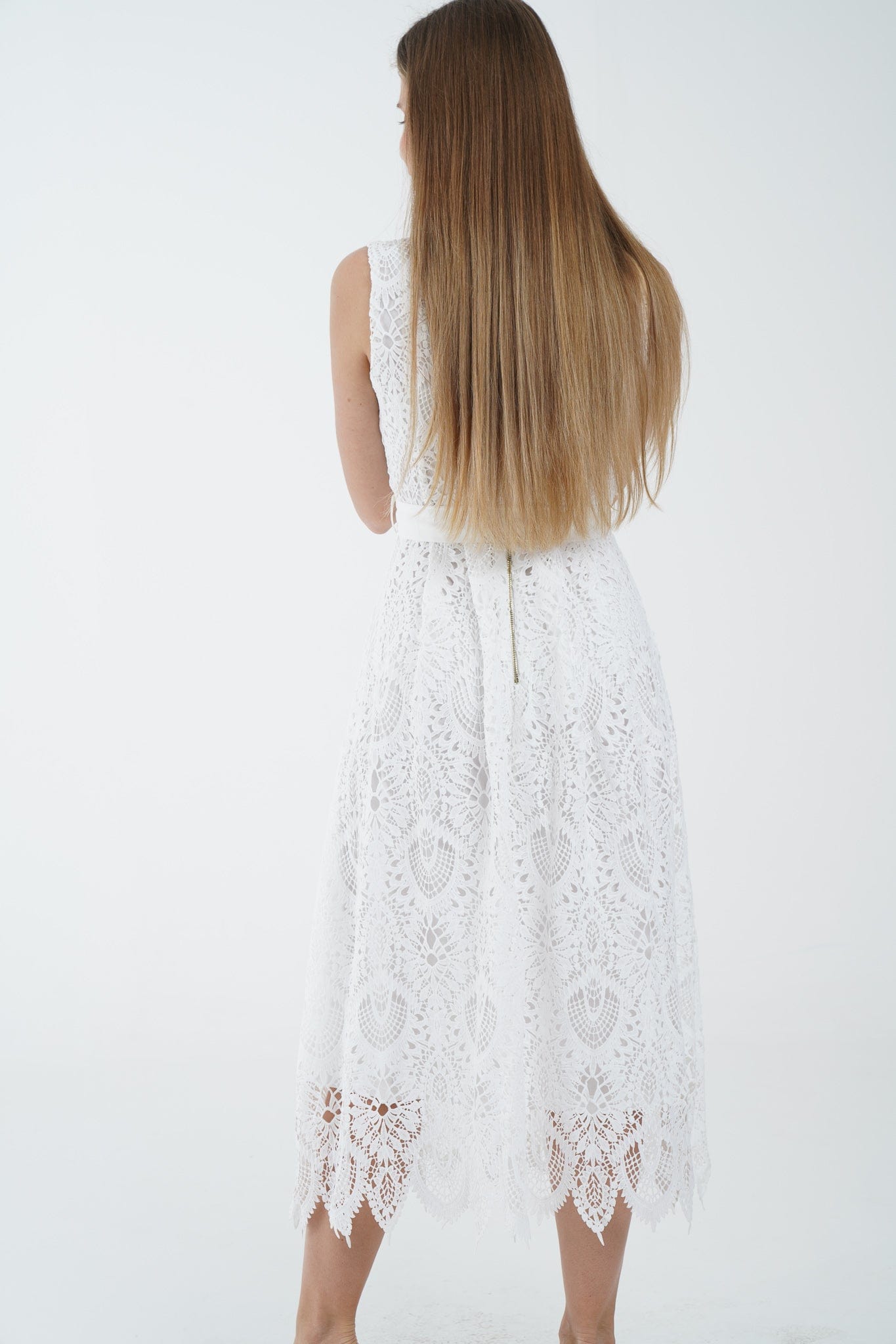 نتشي فستان ميدي مخرم مبطن كت بفتحة سبعة وأزرار أمامية وحزام على الخصر نسائي