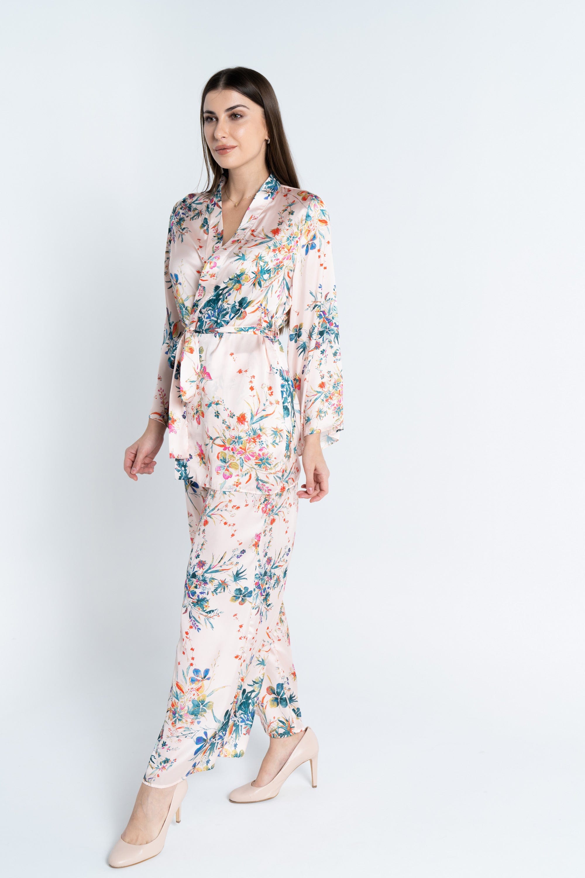 نتشي بنطلون مشجر واسع طويل نسائي