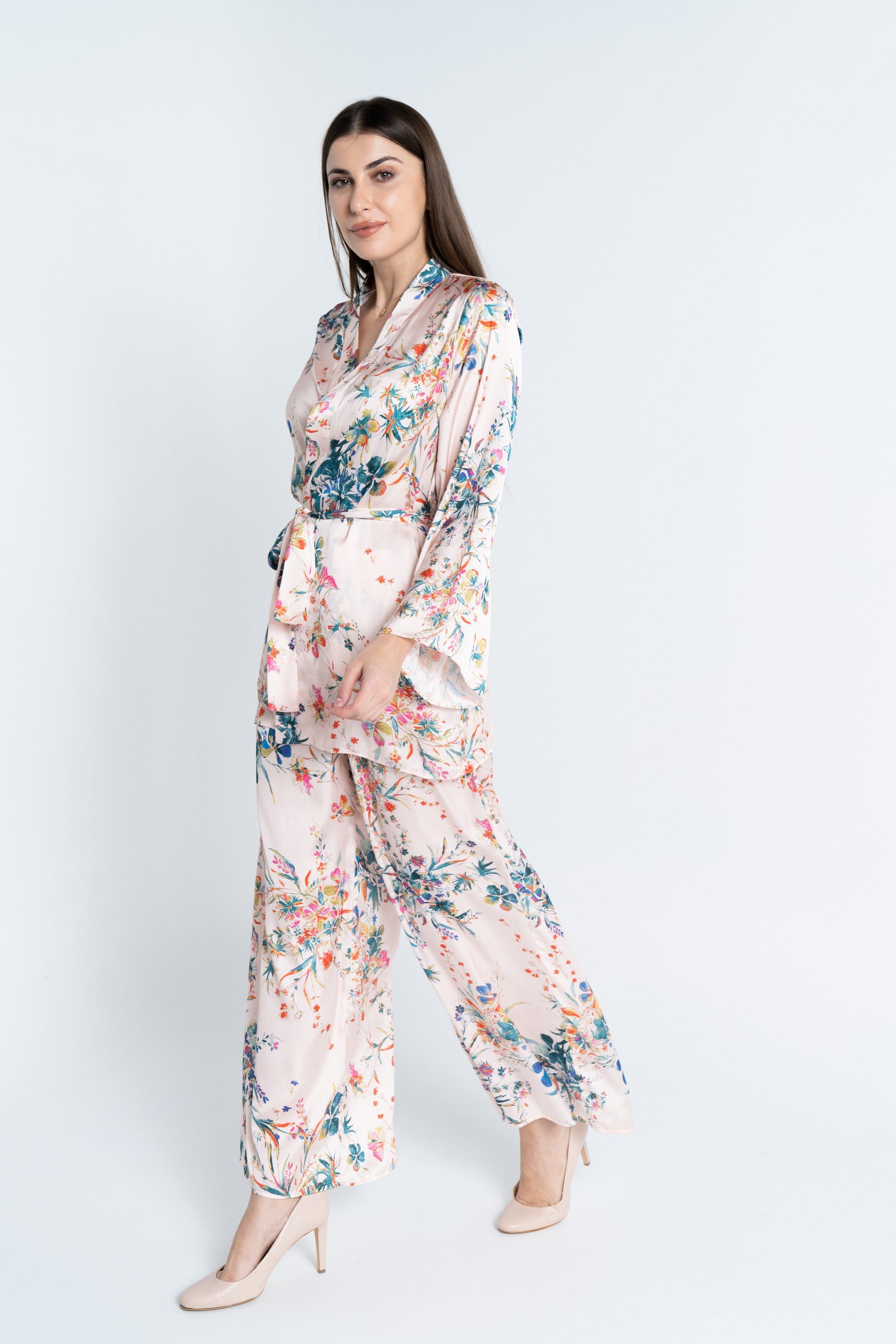 نتشي بنطلون مشجر واسع طويل نسائي