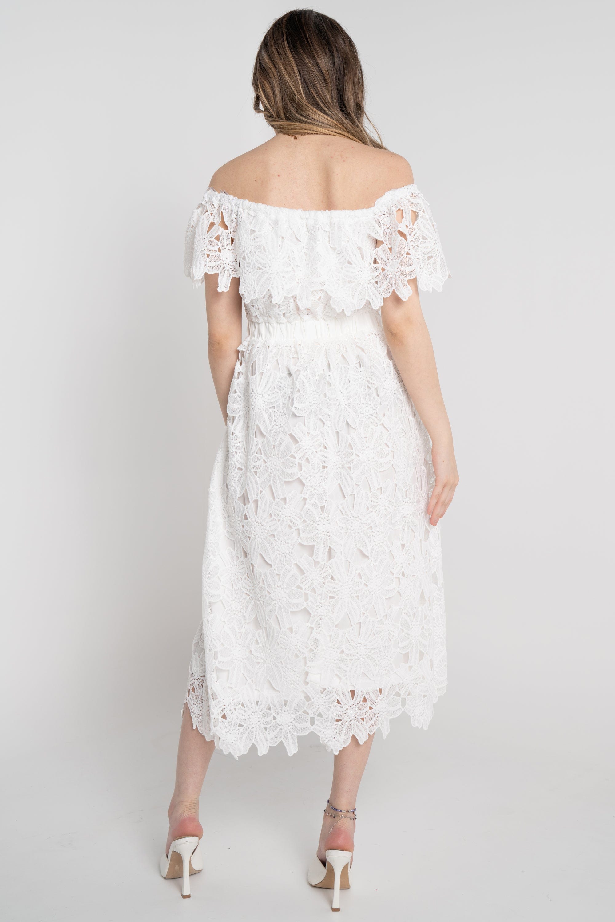 نتشي فستان ميدي مخصر مخرم أوف شولدر نسائي