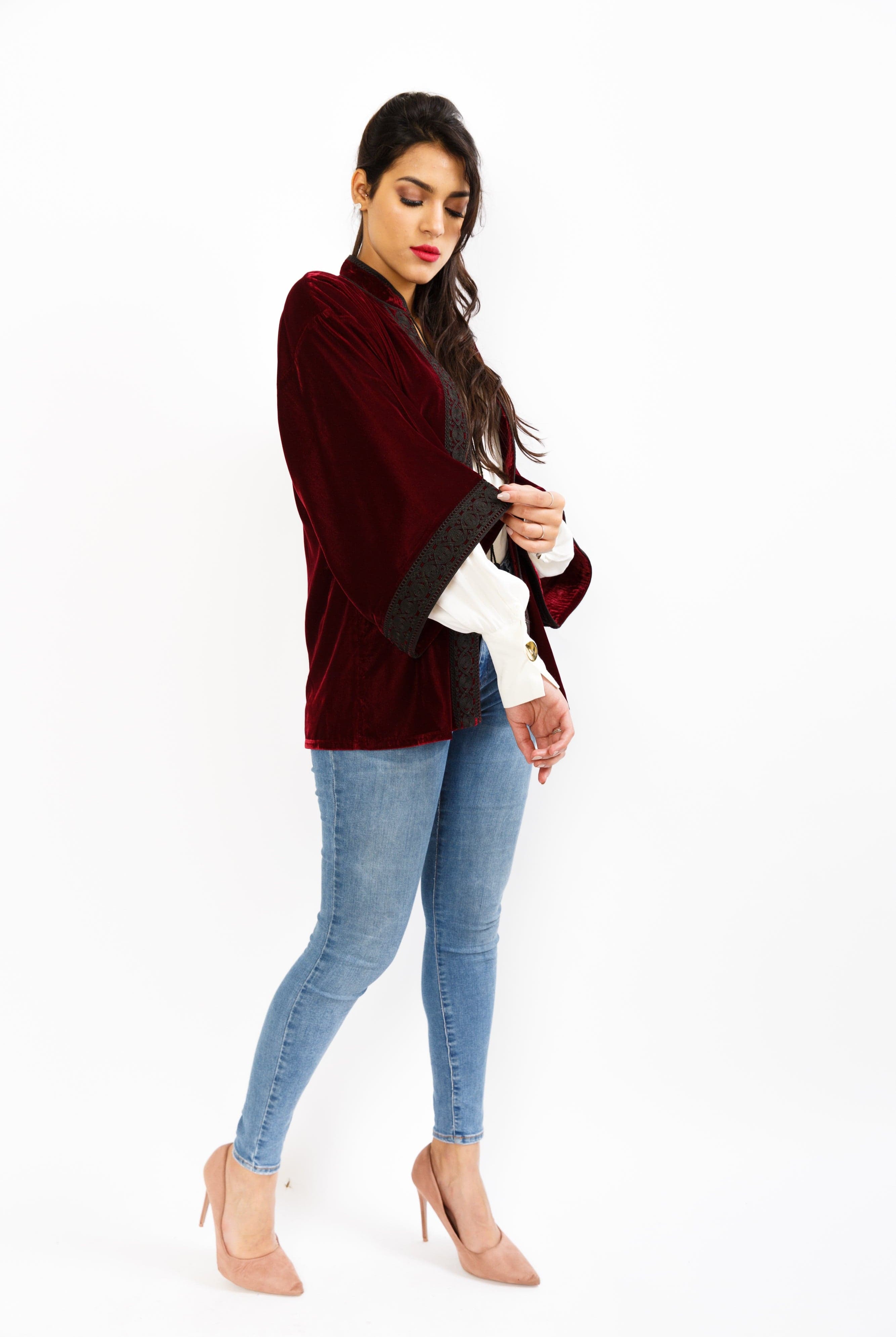 ديامانتين فيست مطرز 3/4 كم واسع نسائي أخضر فاتح