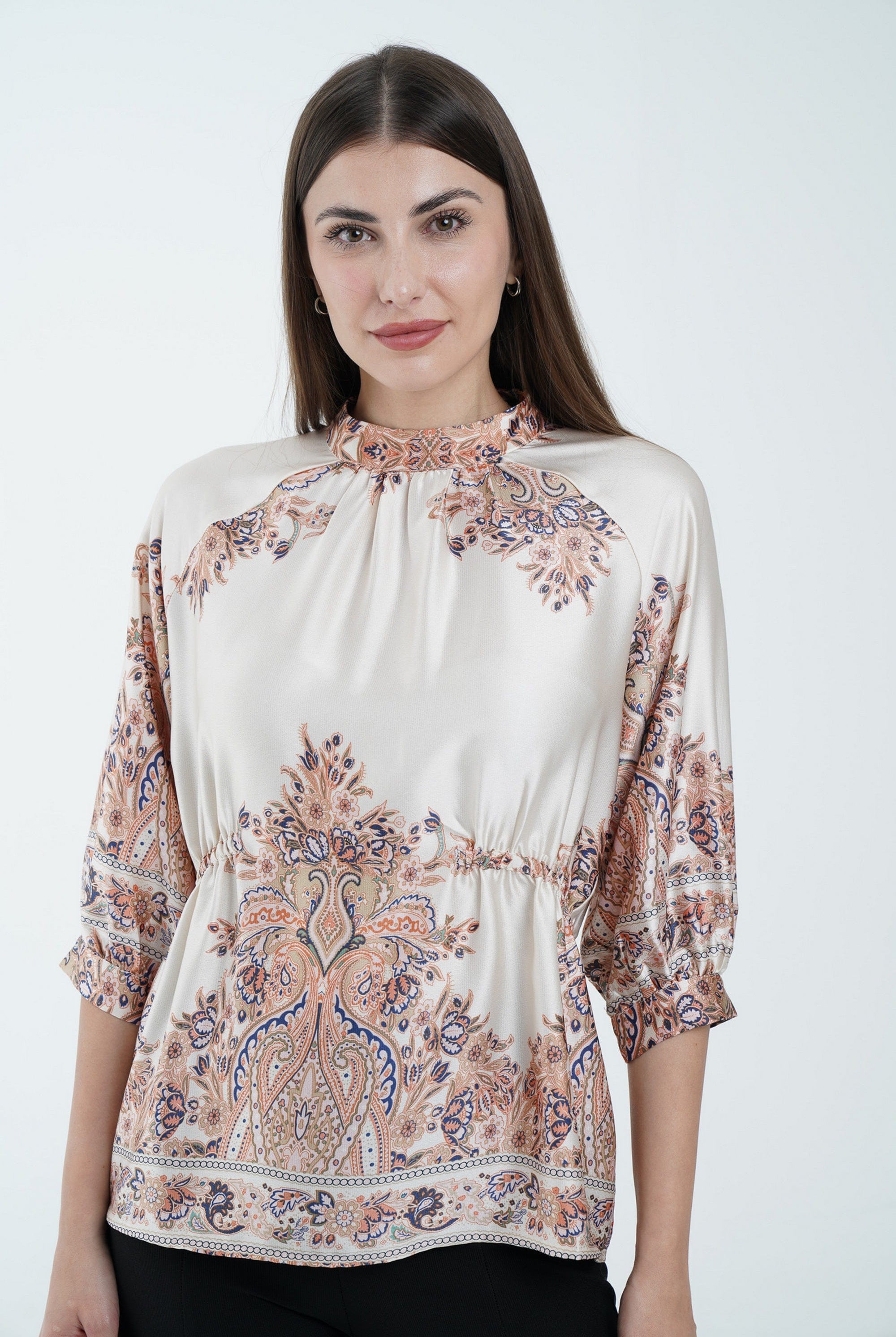 نتشي بلوزة منقوشة 3/4 كم