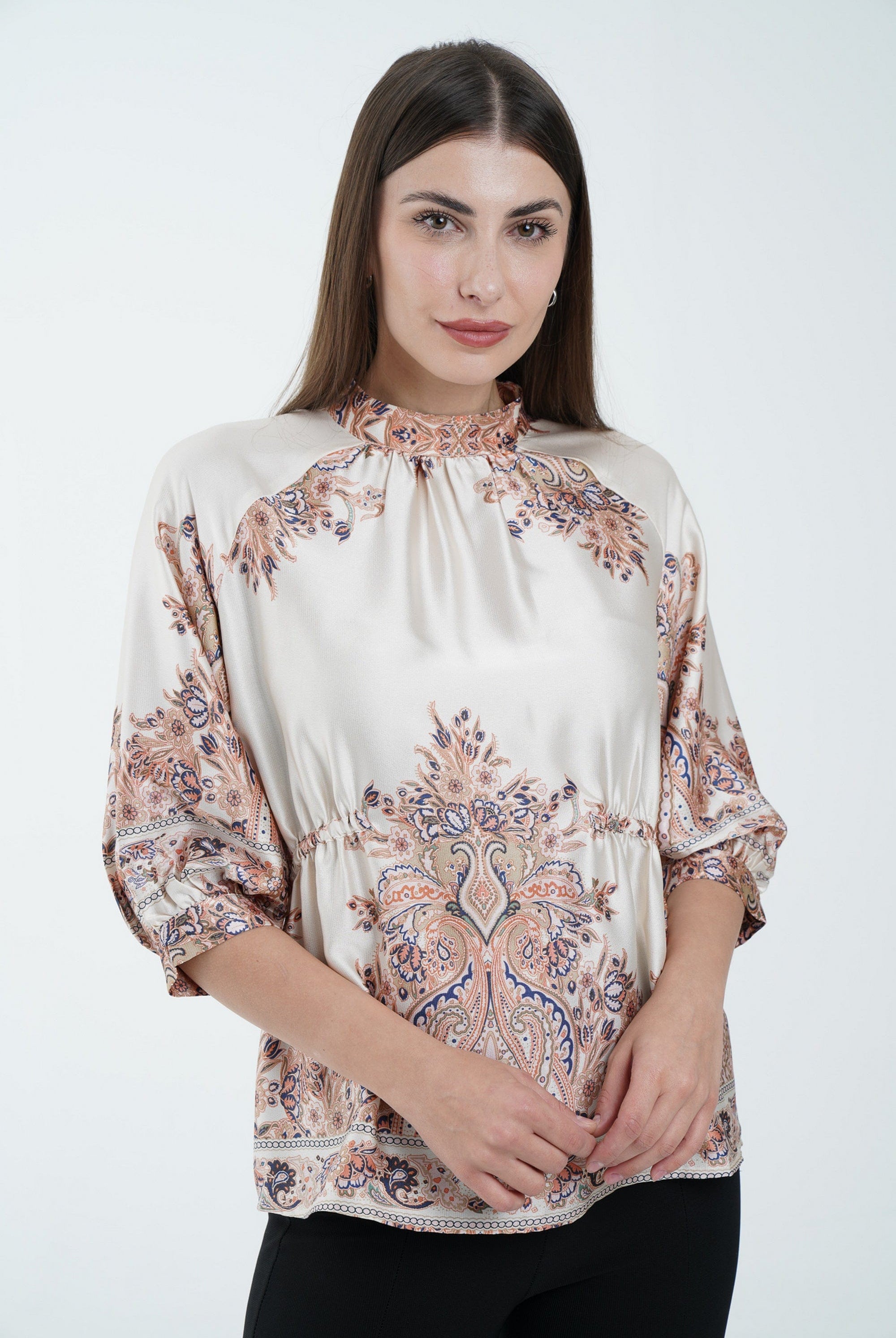 نتشي بلوزة منقوشة 3/4 كم