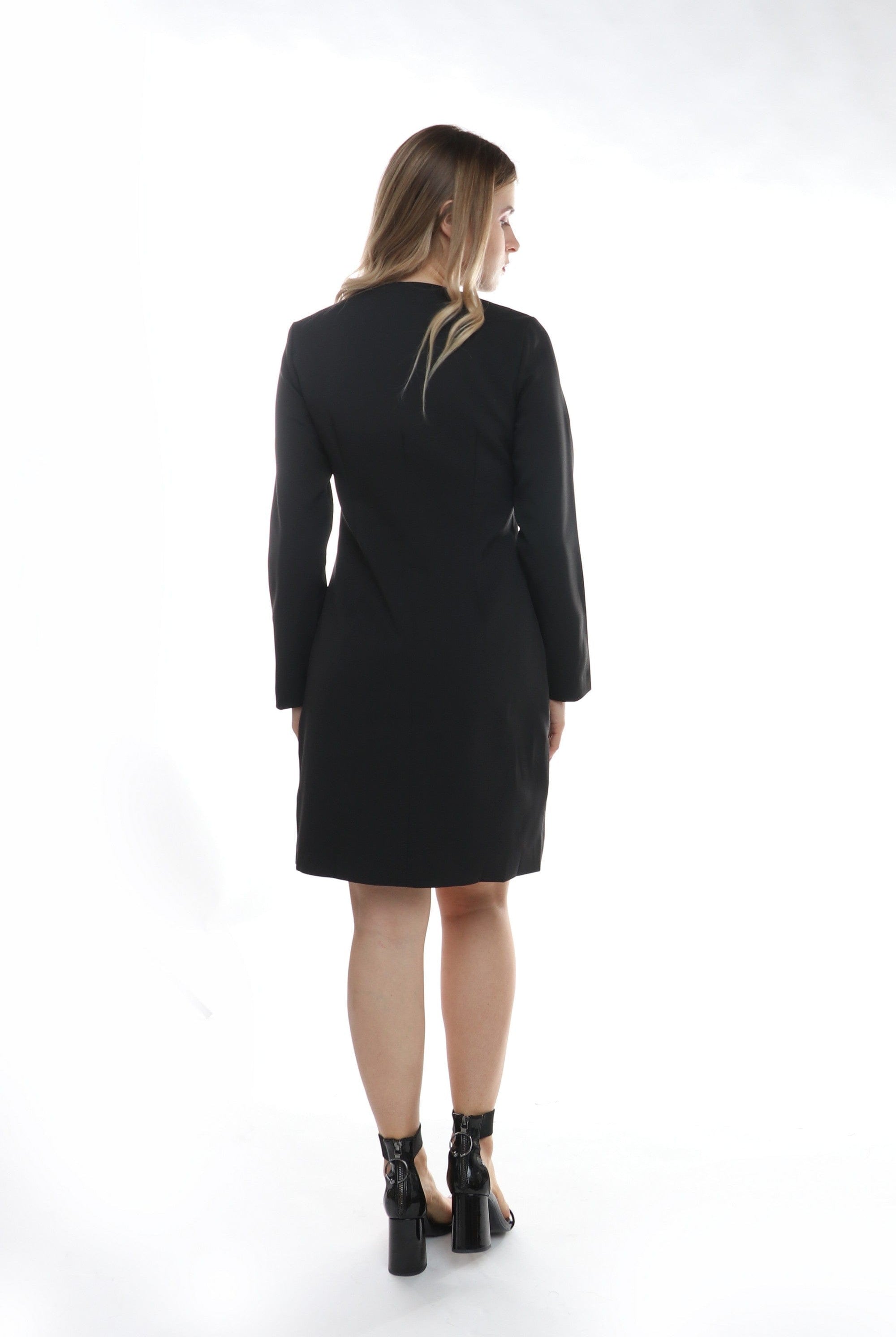 نتشي سترة سادة جيوب جانبية بأكمام طويلة