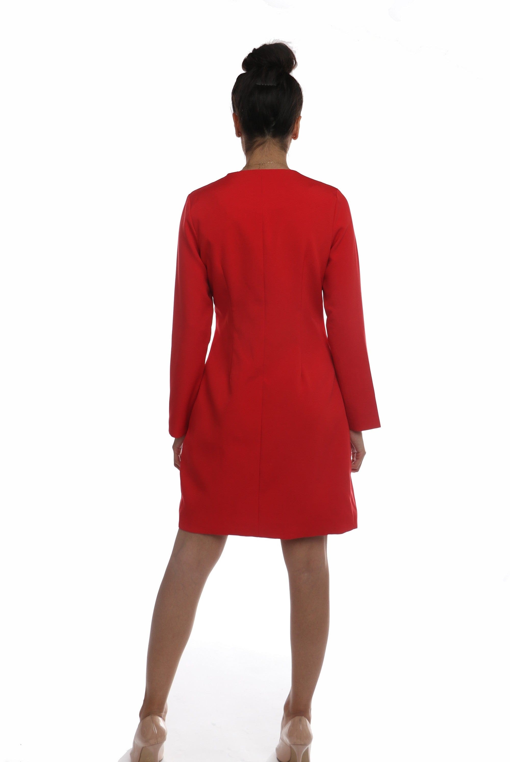 نتشي سترة سادة جيوب جانبية بأكمام طويلة