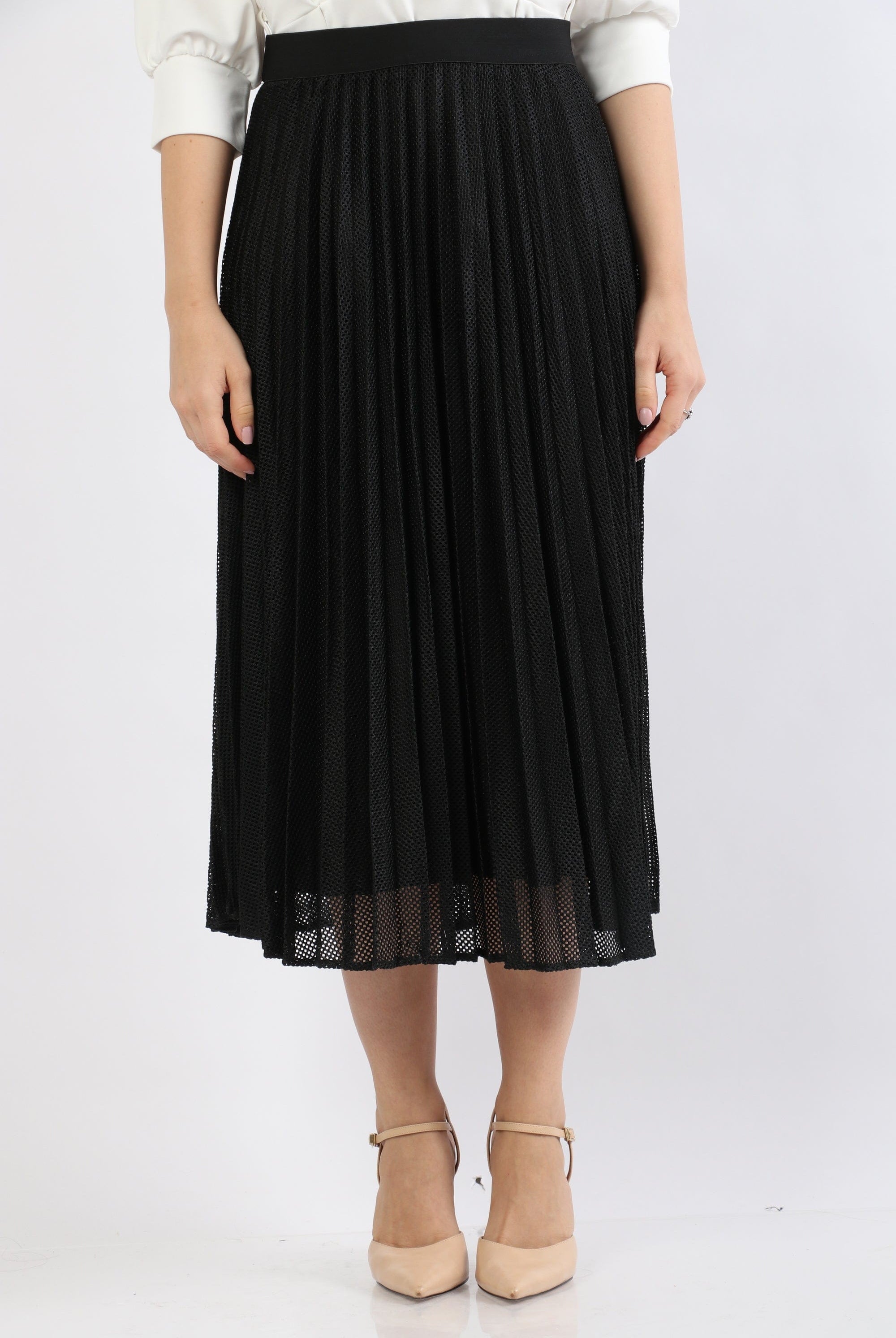 نتشي تنورة ميدي هاي ويست بكسرات