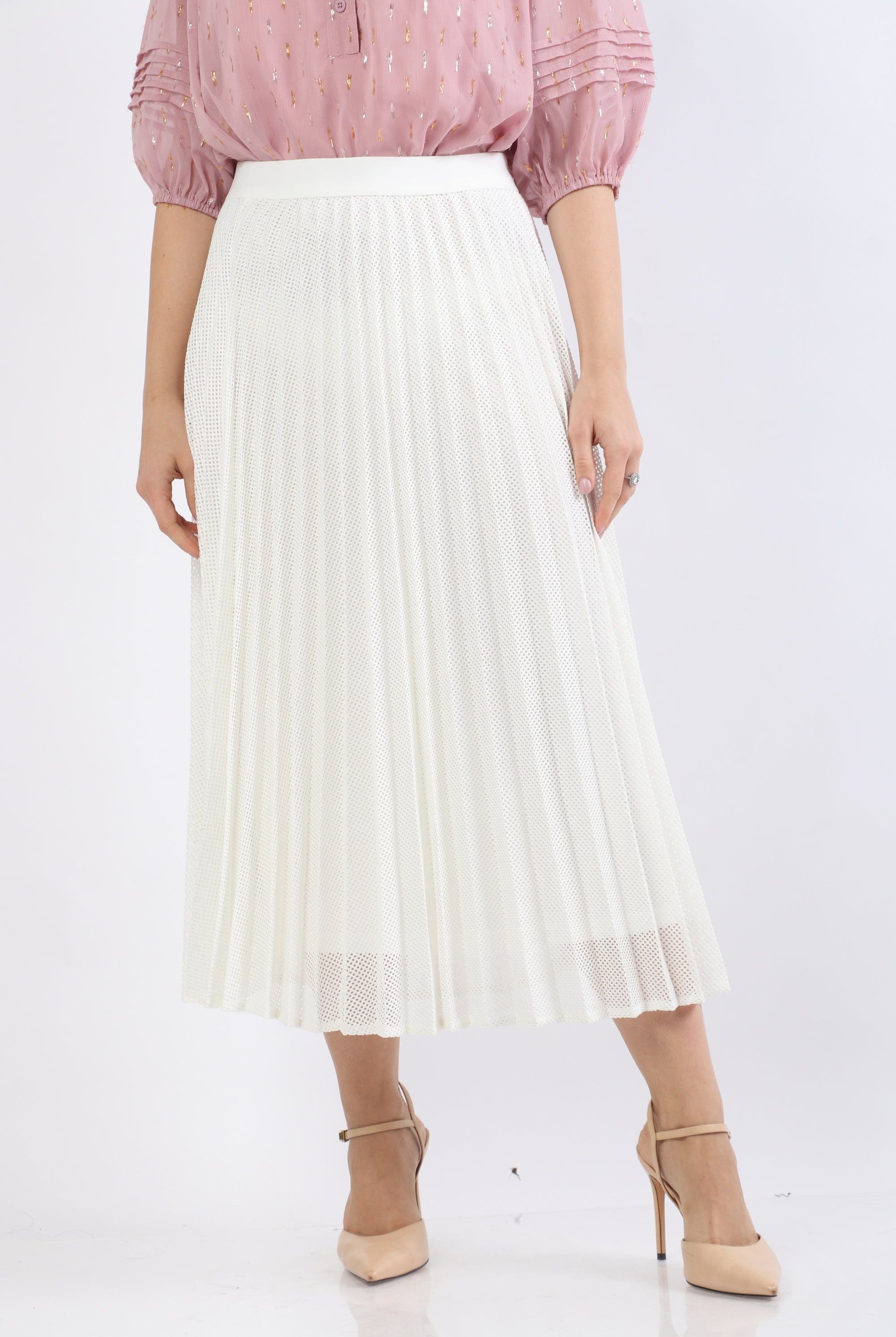 نتشي تنورة ميدي هاي ويست بكسرات