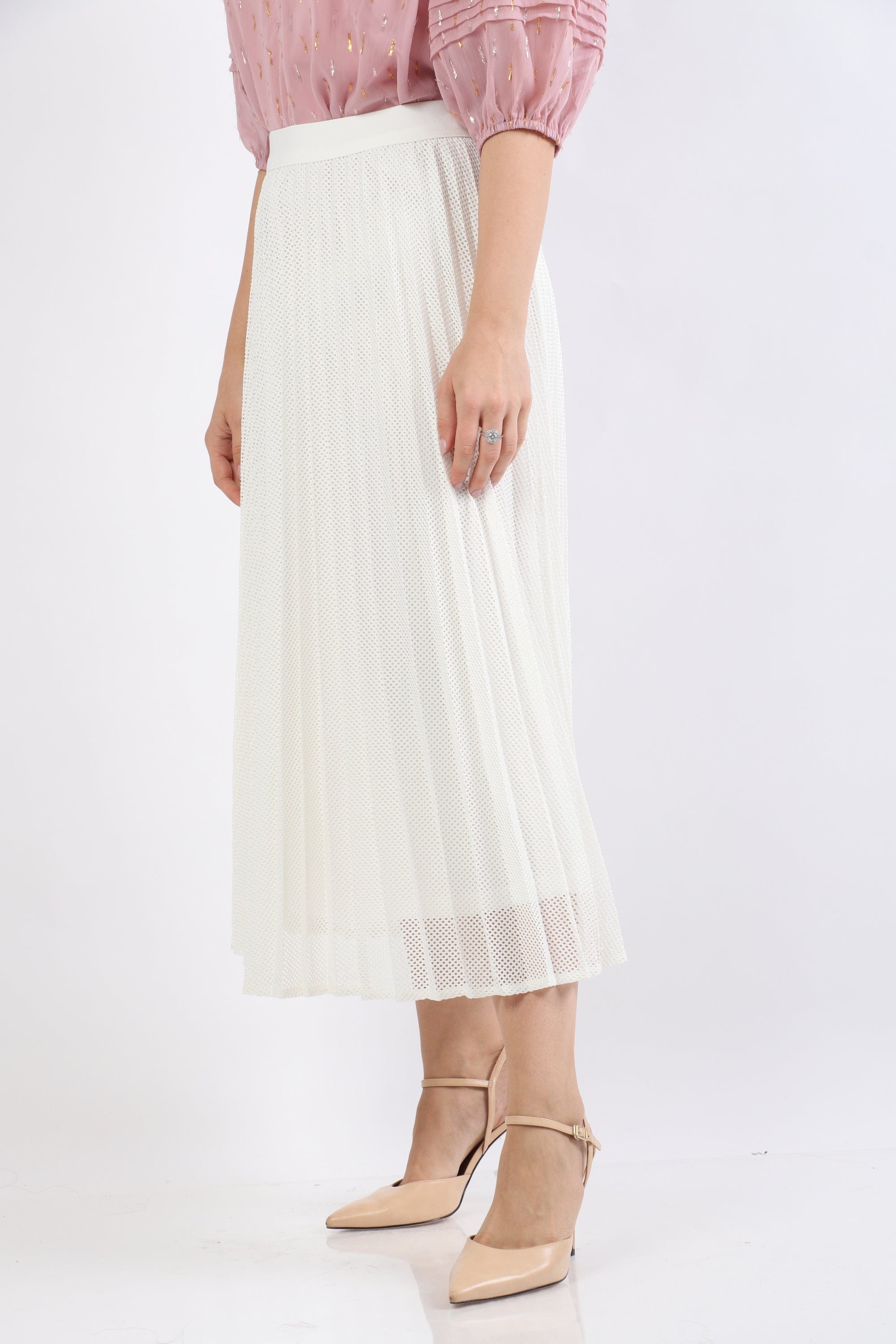 نتشي تنورة ميدي هاي ويست بكسرات