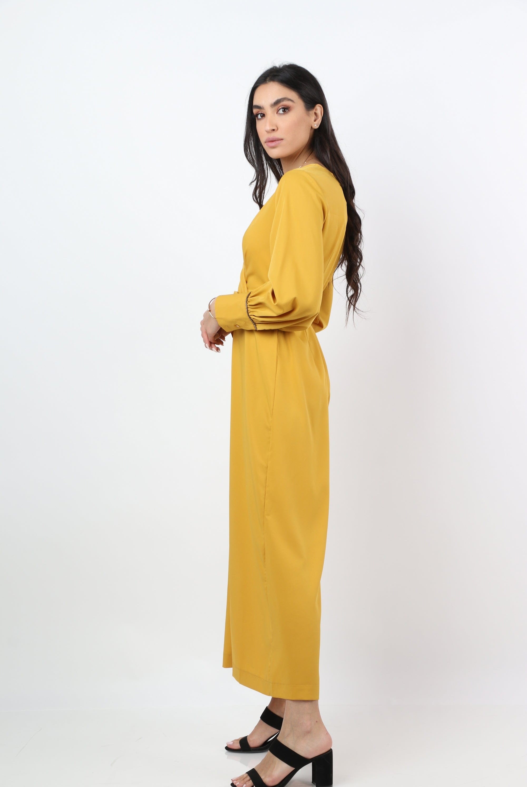 نتشي جمبسوت مخصرة بحزام كم منفوخ نسائي بنطال واسع نسائي