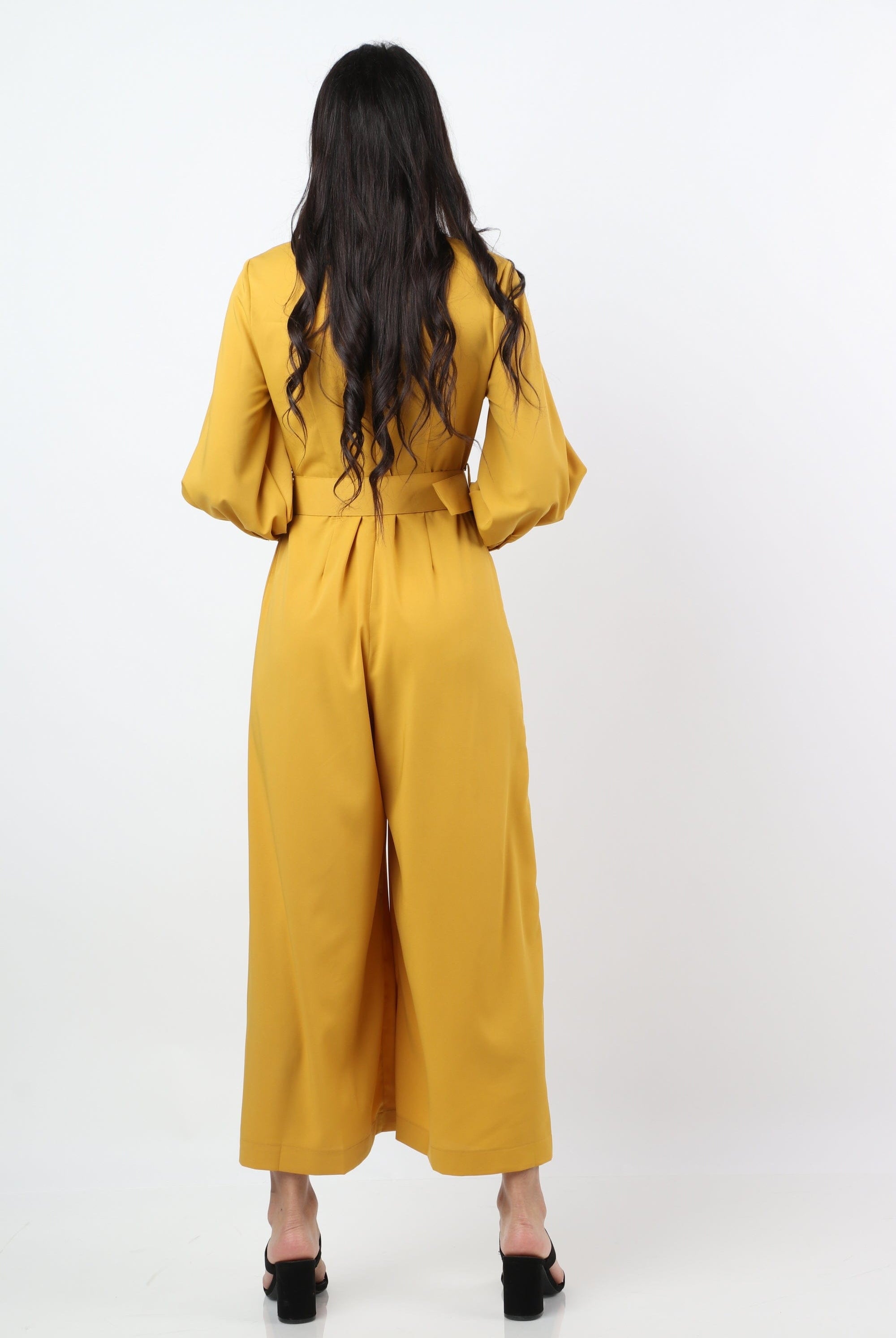 نتشي جمبسوت مخصرة بحزام كم منفوخ نسائي بنطال واسع نسائي