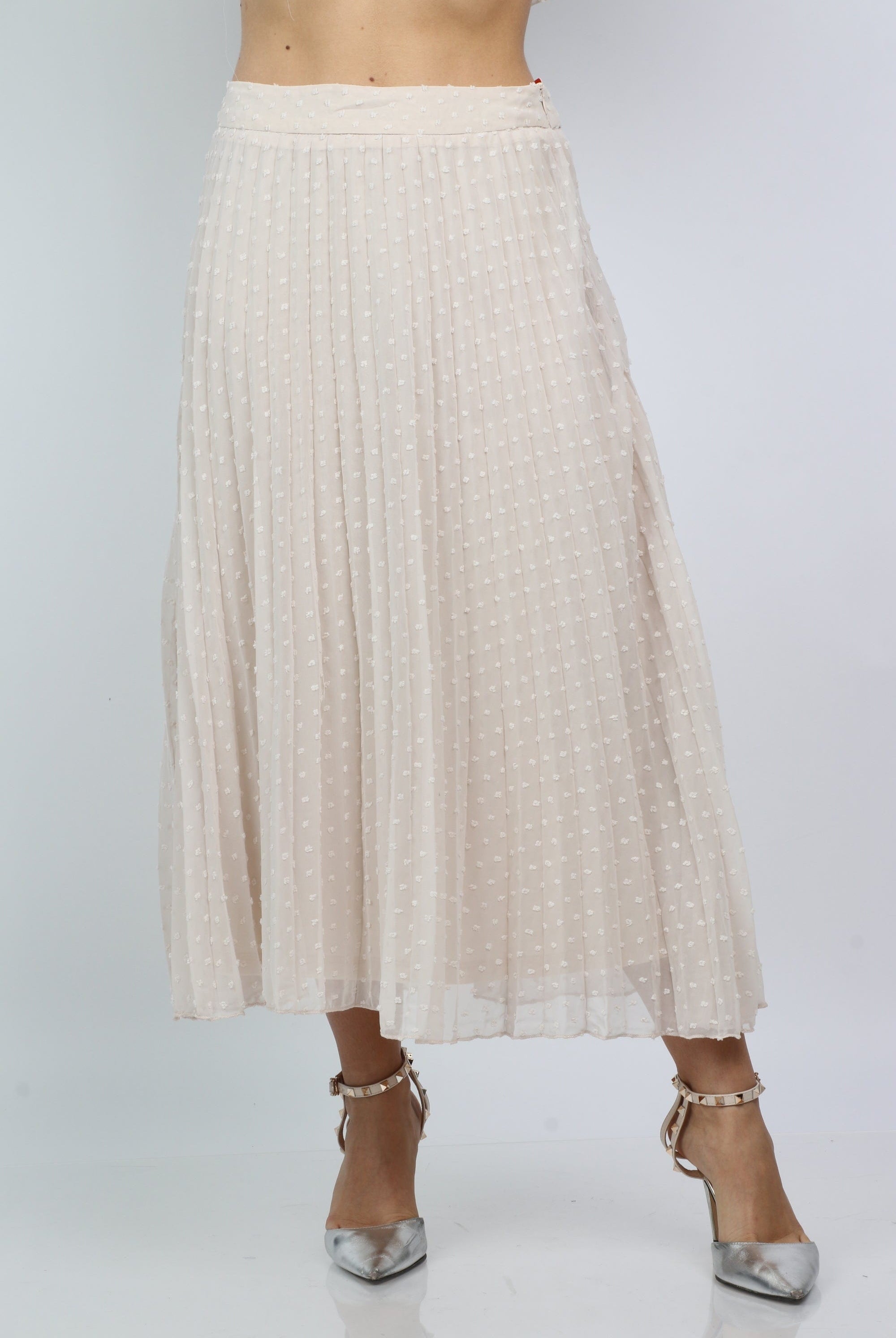 نتشي تنورة ميدي شيفون مزينة بوردات صغيرة مطرزة بارزة