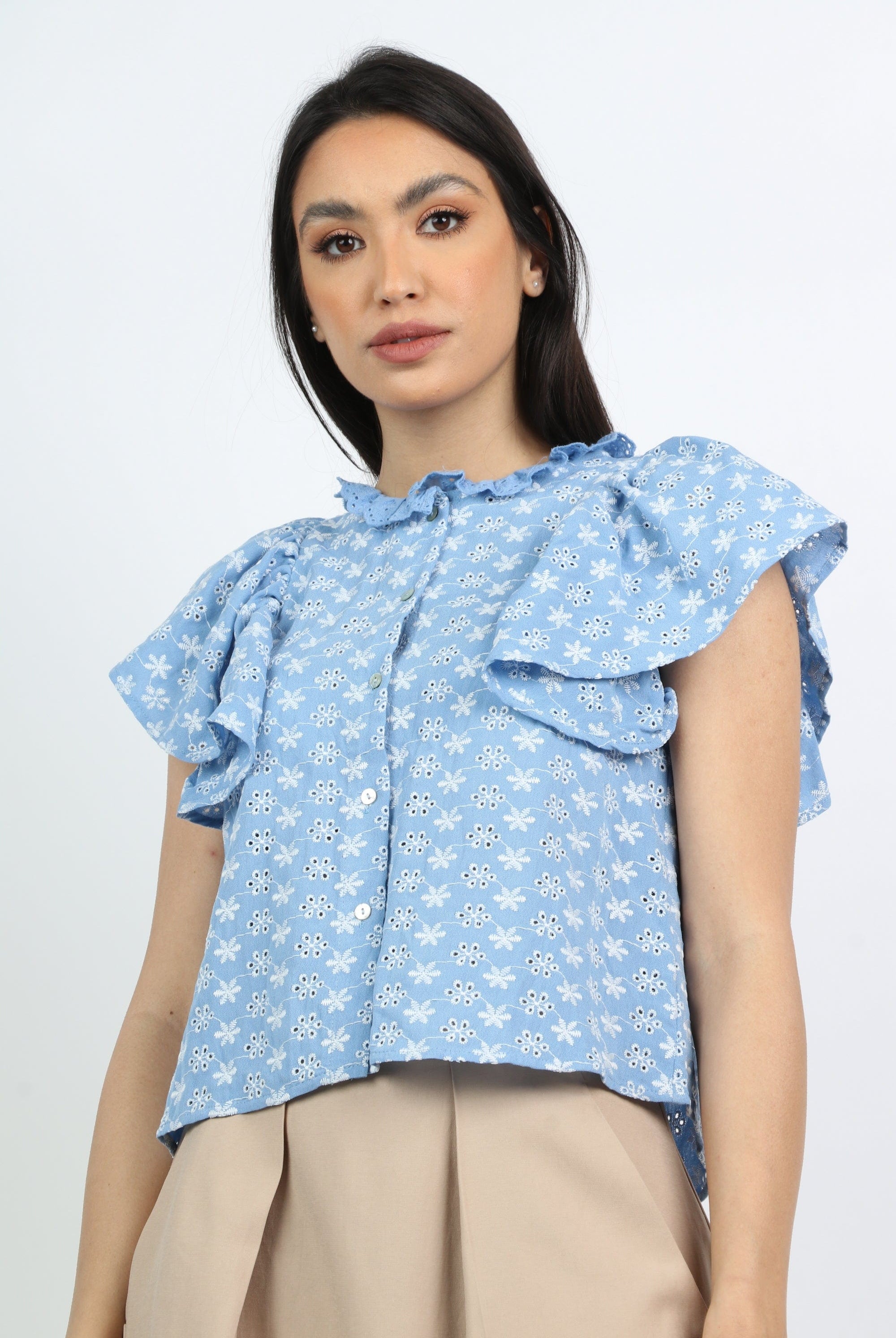 نتشي بلوزة قصير مطرزة بورد