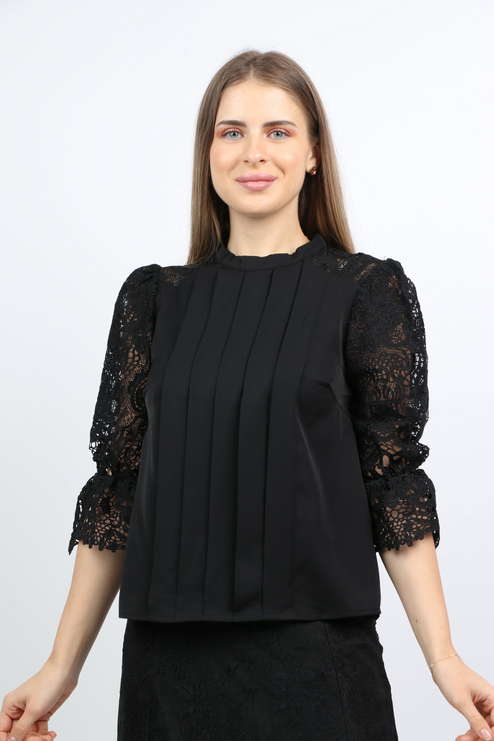 نتشي بلوزة كلوش 3/4 كم دانتيل نسائي