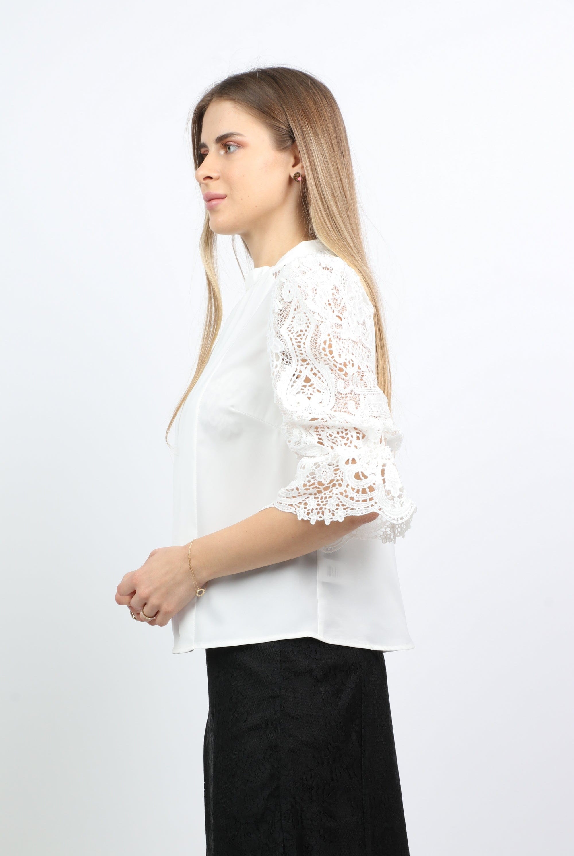 نتشي بلوزة كلوش 3/4 كم دانتيل نسائي